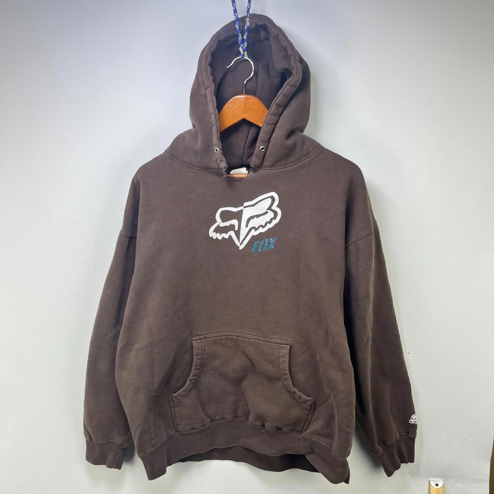 Fox Racing Vintage 90s Fox Racing Hoodie Brown XL Size US XL / EU 56 / 4 - 1 Thumbnail