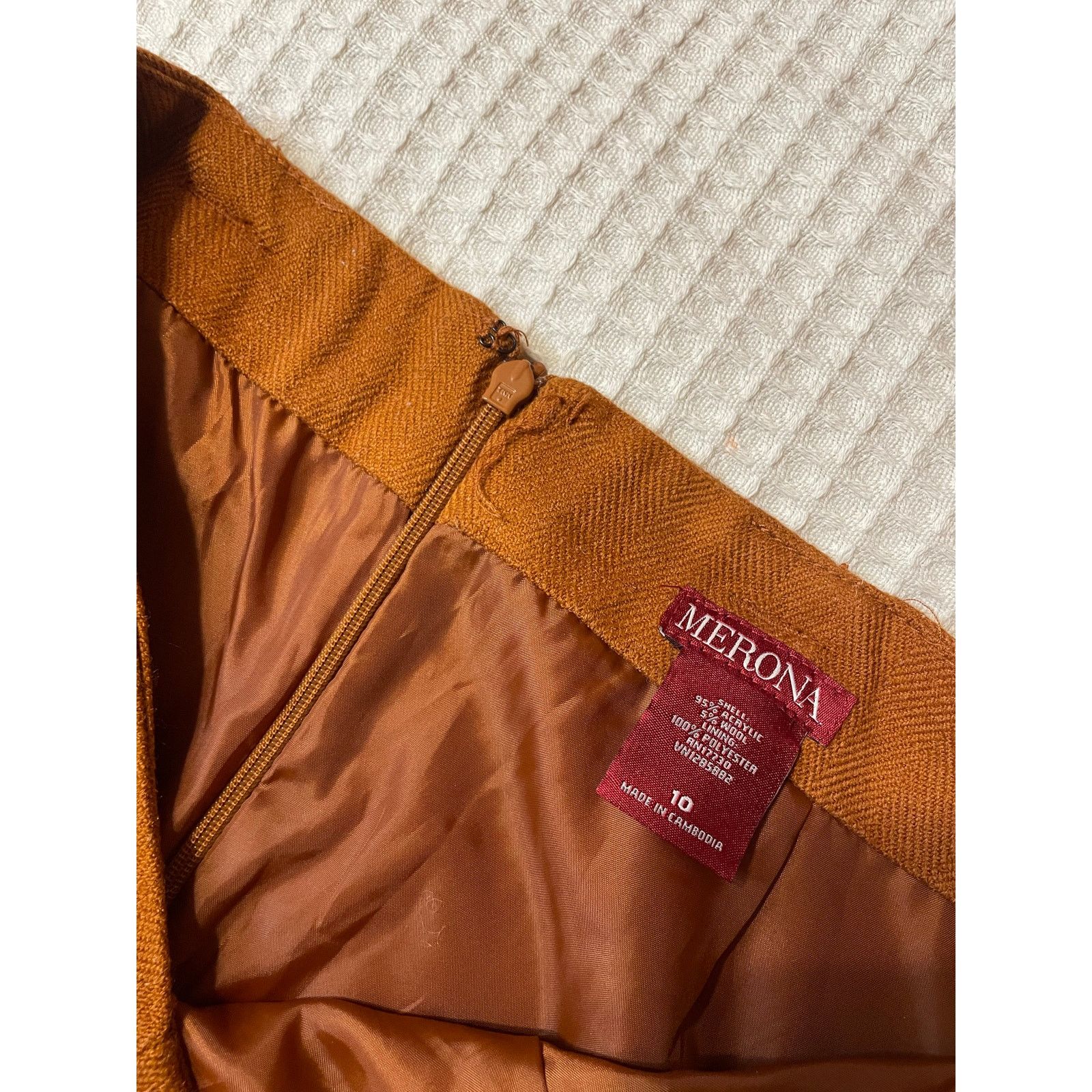 Merona Merona Wool Blend Rust Orange Retro High Waisted Mini Skirt Size 32" / US 10 / IT 46 - 8 Thumbnail