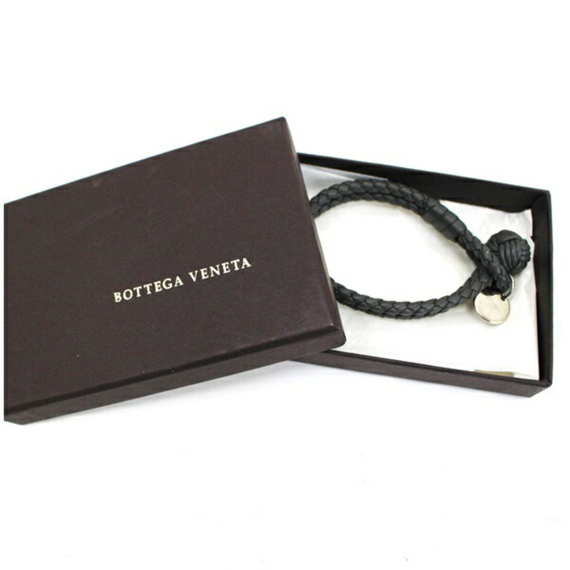 image of Bottega Veneta Intrecciato Bracelet 2 Rows Leather Gray Bottega Veneta Women's in Grey