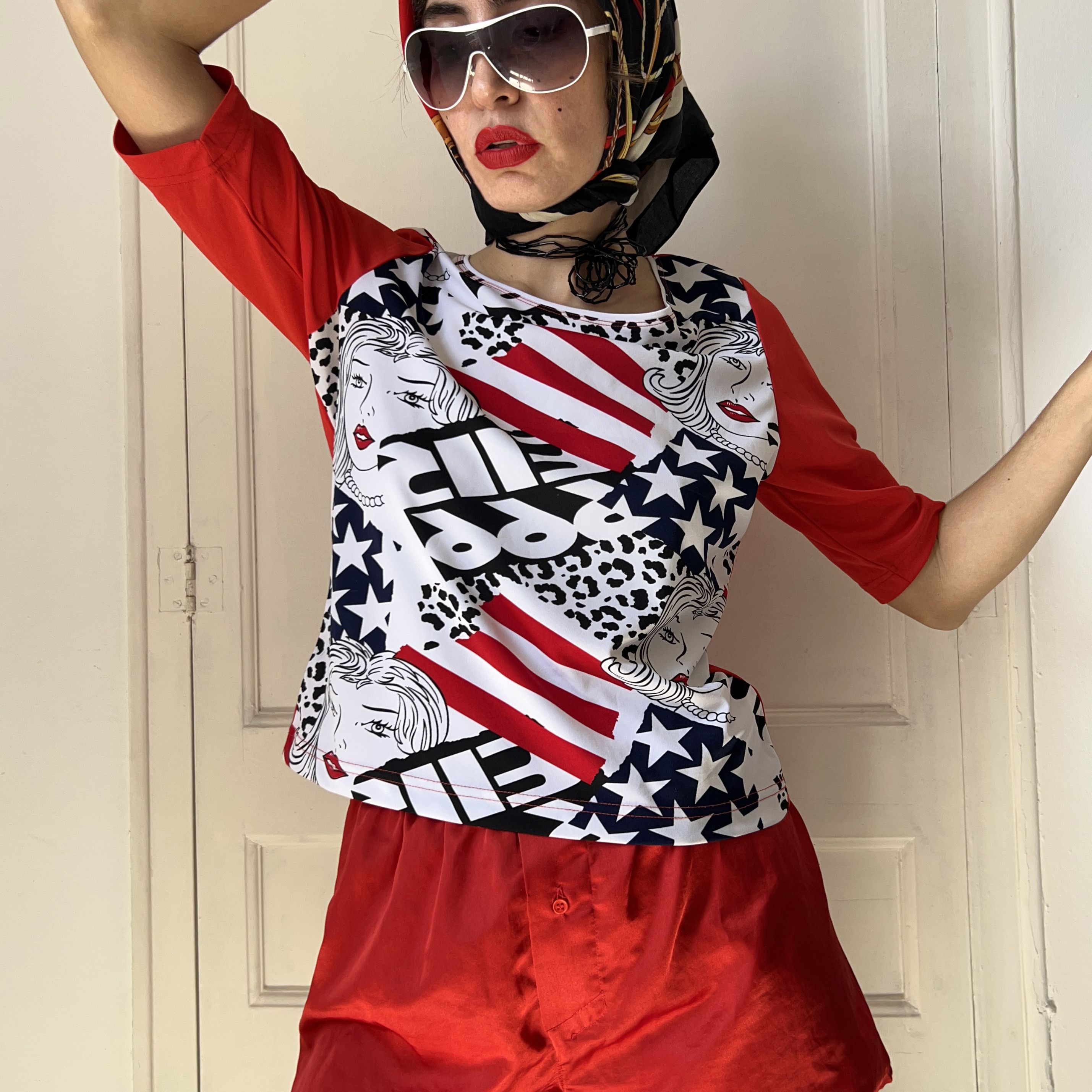 Vintage Vintage Y2K Patriotic Comic Pop Art Shirt Size XL / US 12-14 / IT 48-50 - 6 Thumbnail