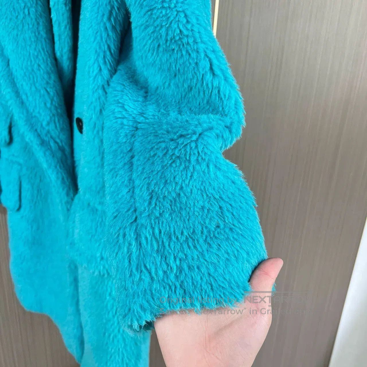 Max Mara Maxmara Turquoise Teddy Fur Coat. Size XXS / US 00 / IT 34 - 4 Thumbnail