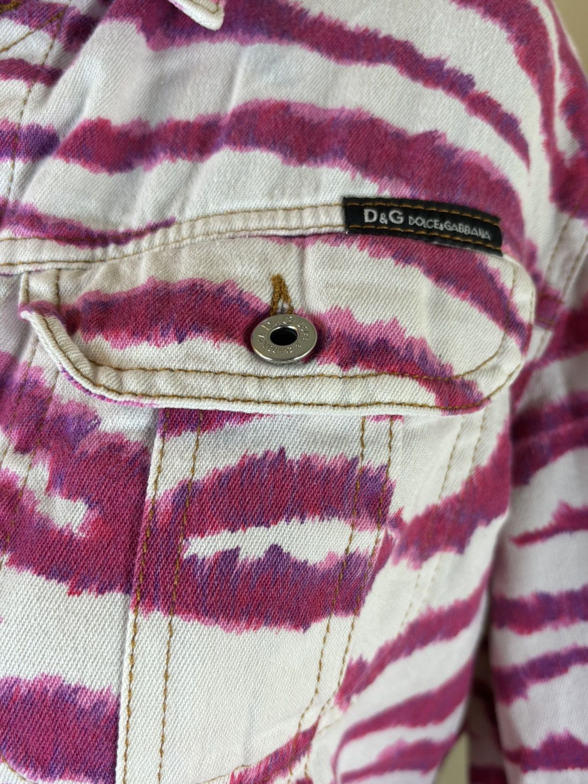 Dolce & Gabbana × Vintage Dolce & Gabbana Pink Zebra-Print White Denim Jacket Size S / US 4 / IT 40 - 4 Thumbnail