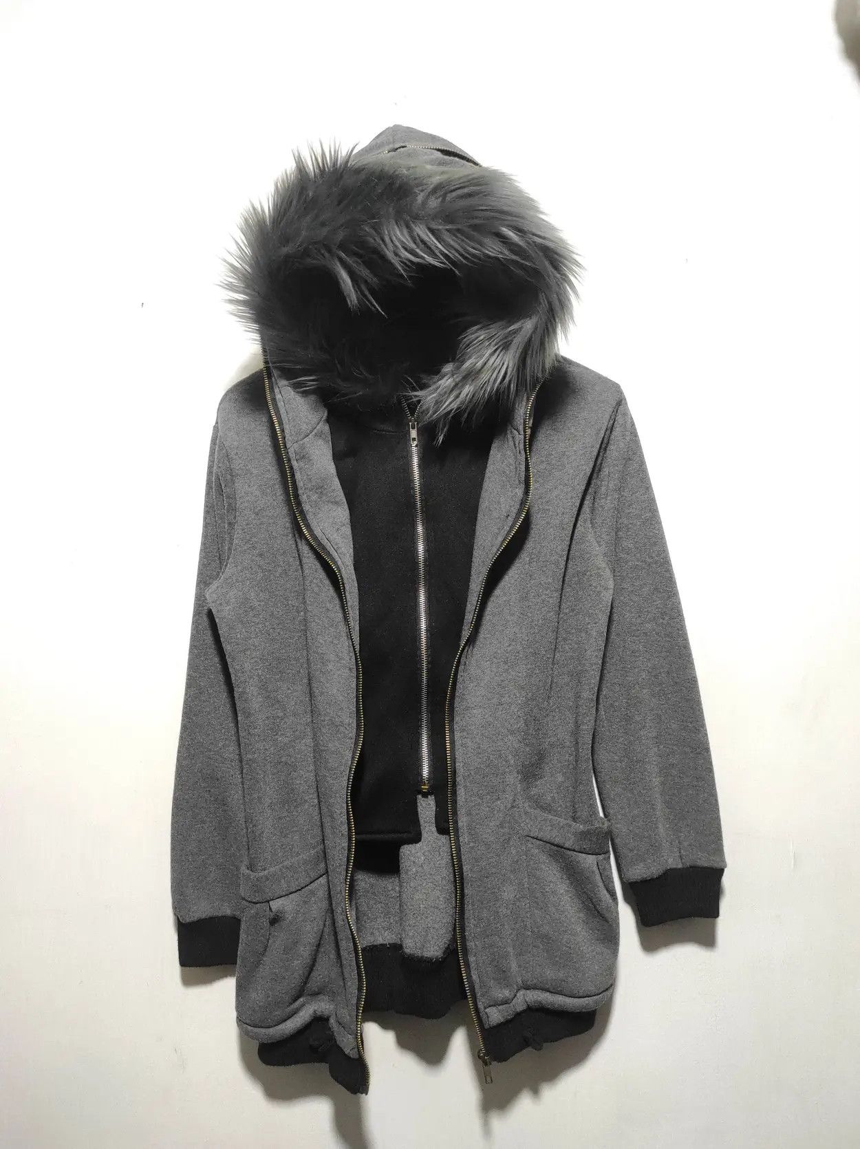 Japanese Brand Double Layer Grey Fur Hoodie if6was9 LGB style Size US S / EU 44-46 / 1 - 8 Thumbnail