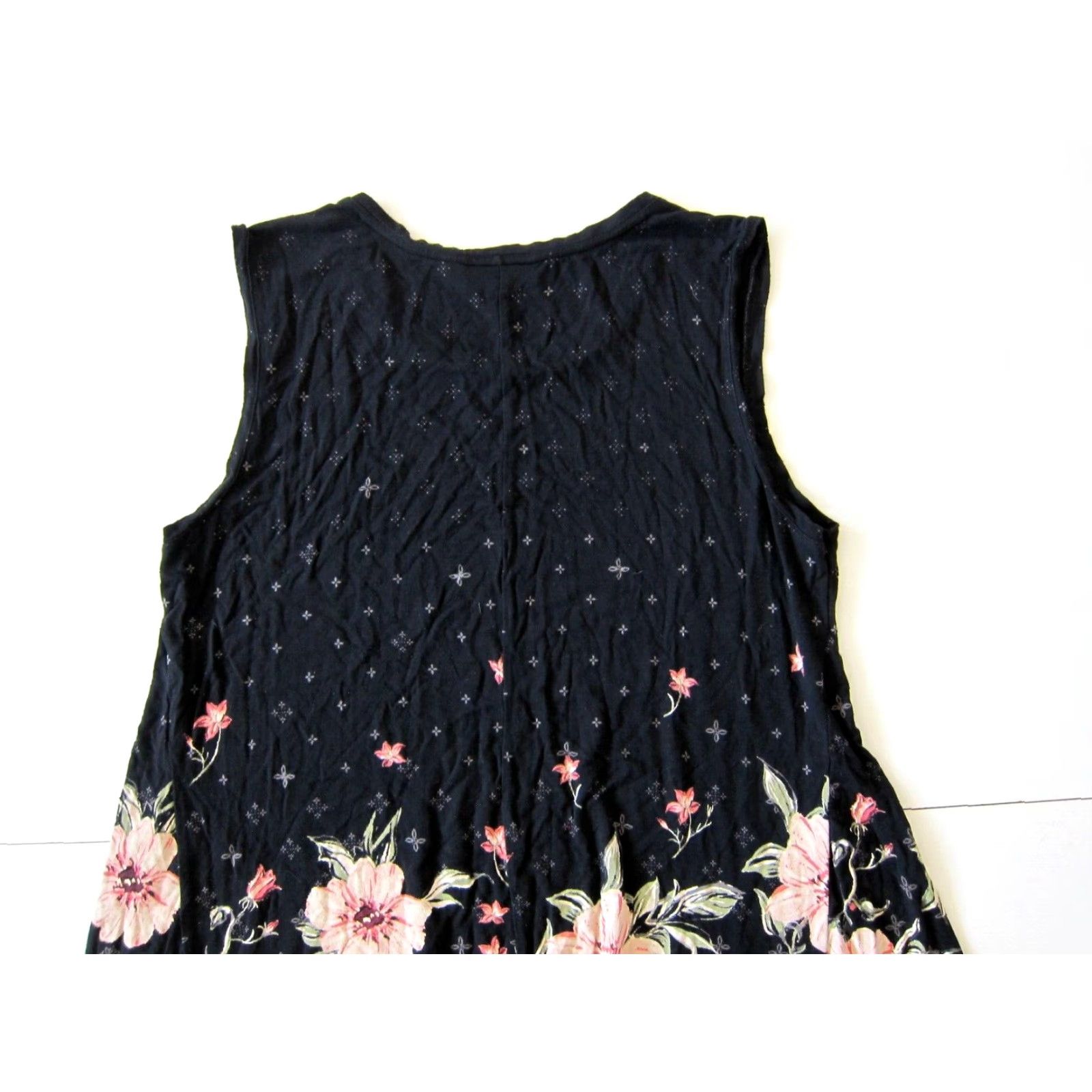 Vintage VINTAGE Style & Co Black Pink Floral Jersey Stretch Sleeveless Tunic Tank Dress PL Size L / US 10 / IT 46 - 6 Thumbnail