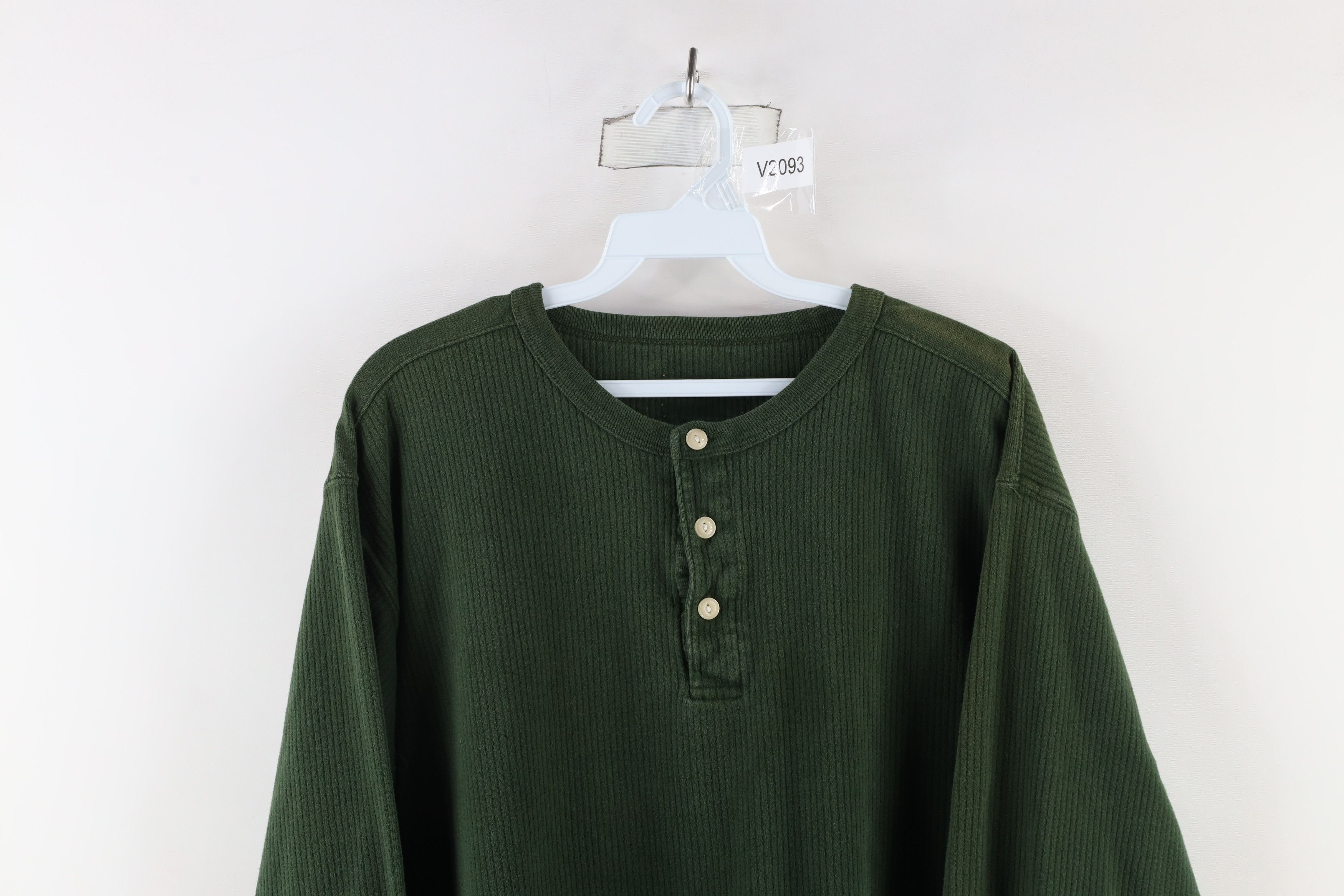 Vintage Vintage 90s Streetwear Ribbed Knit Boxy Fit Henley T-Shirt Size US L / EU 52-54 / 3 - 2 Thumbnail