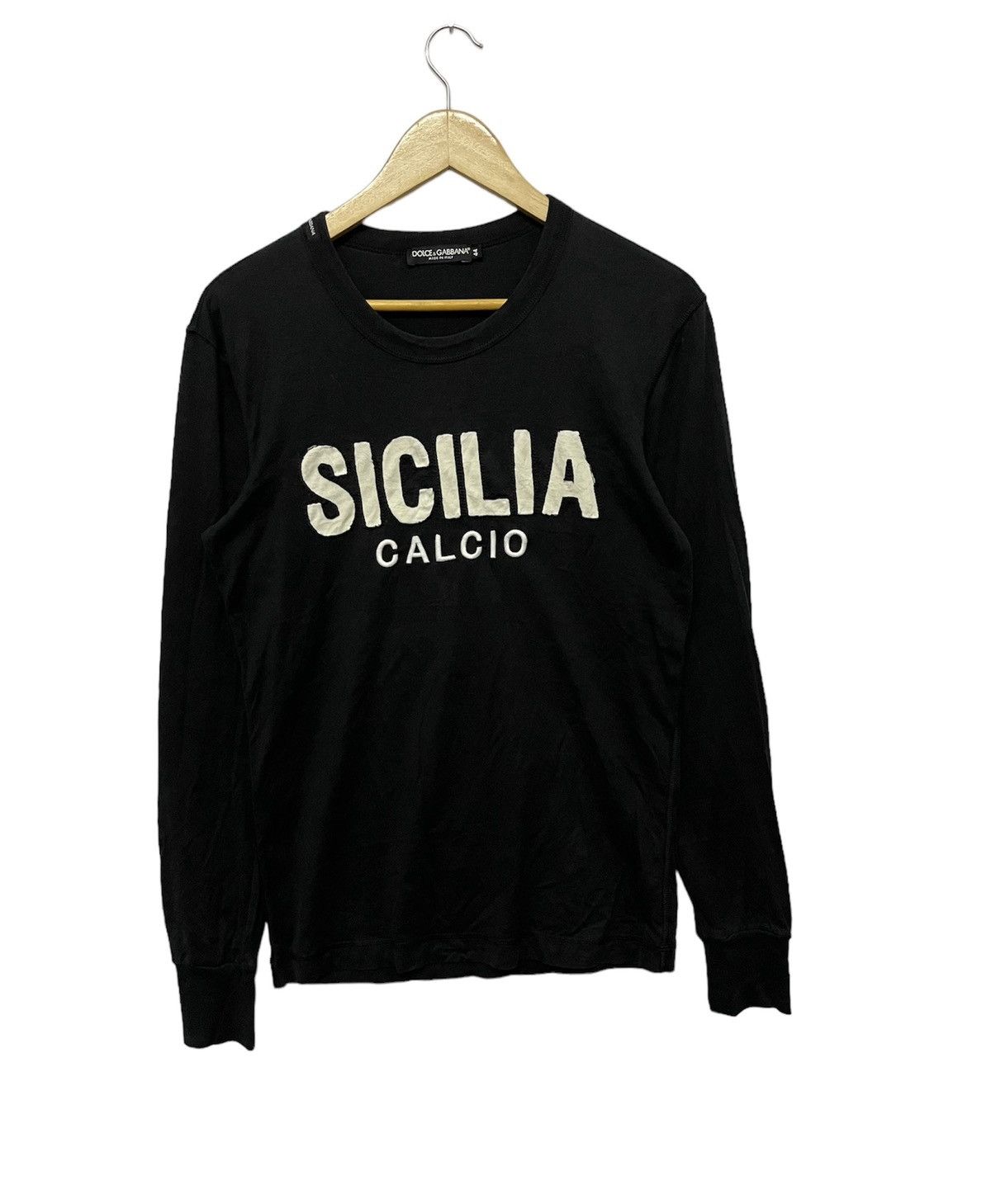 Dolce & Gabbana × Vintage D&G Silicia Calcio Spellout Long Sleeve T-shirt Black Size US S / EU 44-46 / 1 - 1 Thumbnail