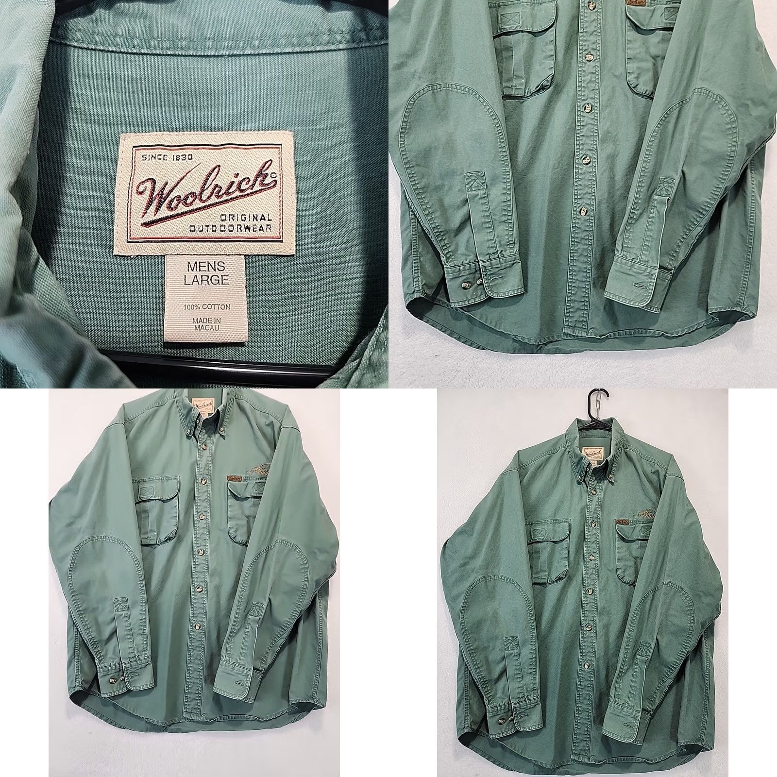Vintage VINTAGE Woolrich Shirt Mens L Green Canvas Outdoor Casual Western Packable Pockets All Seasons Button-Up Collared Long Sleeve Regular Style Size US L / EU 52-54 / 3 - 9 Thumbnail