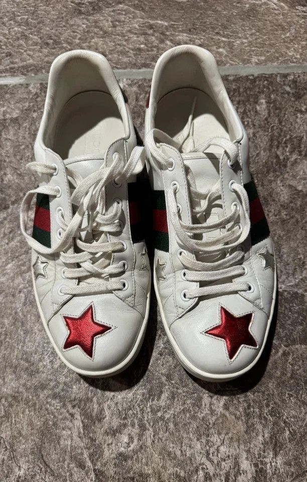 Gucci Gucci Ace Sneakers White 9.5 Stars Low Tops 452502 Size US 9.5 / EU 42-43 - 2 Thumbnail