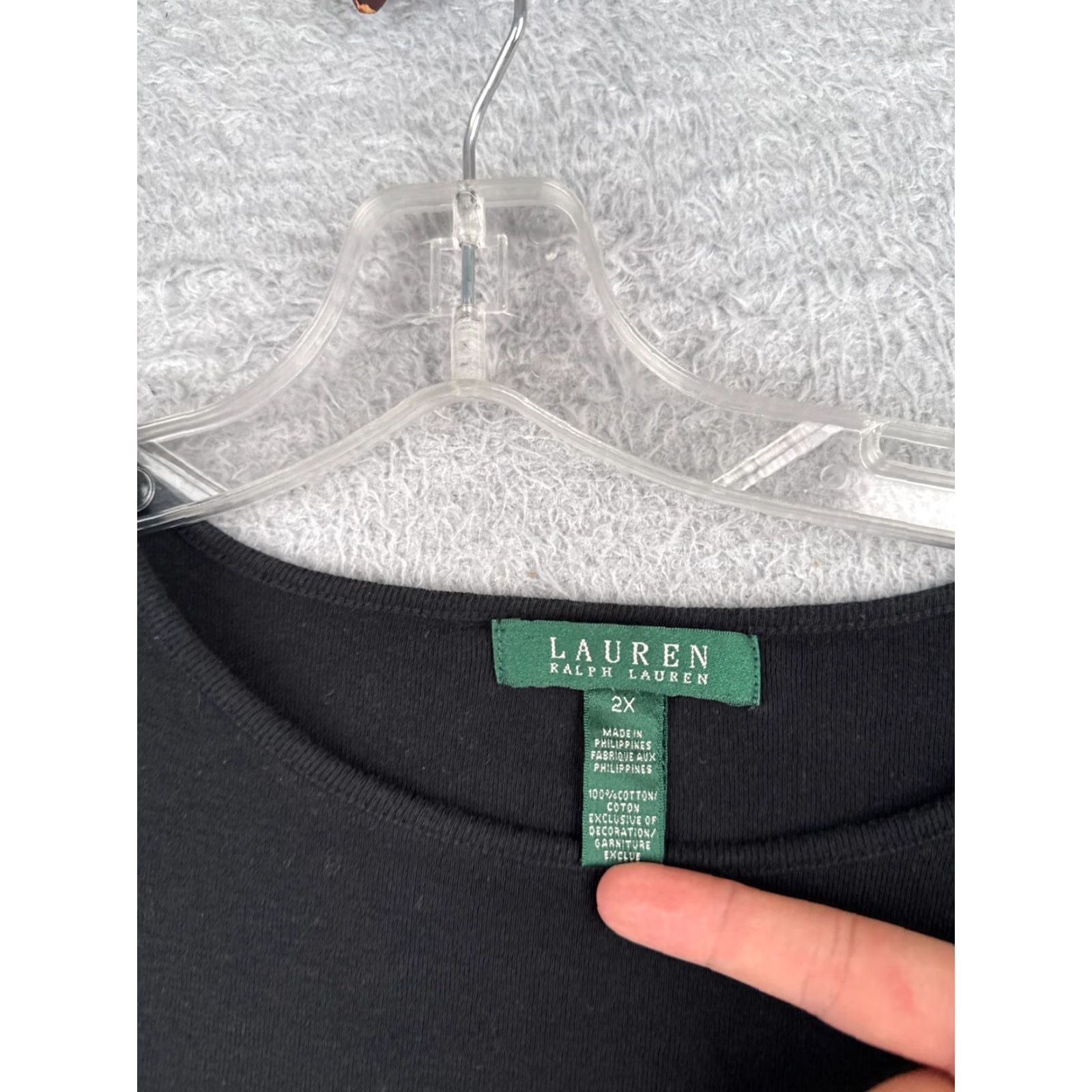 Ralph Lauren VINTAGE Lauren Ralph Lauren T-Shirt Women 2X Black Cotton Crew Neck Short Sleeve Casual Top Size XXL / US 16-18 / IT 52-54 - 6 Thumbnail