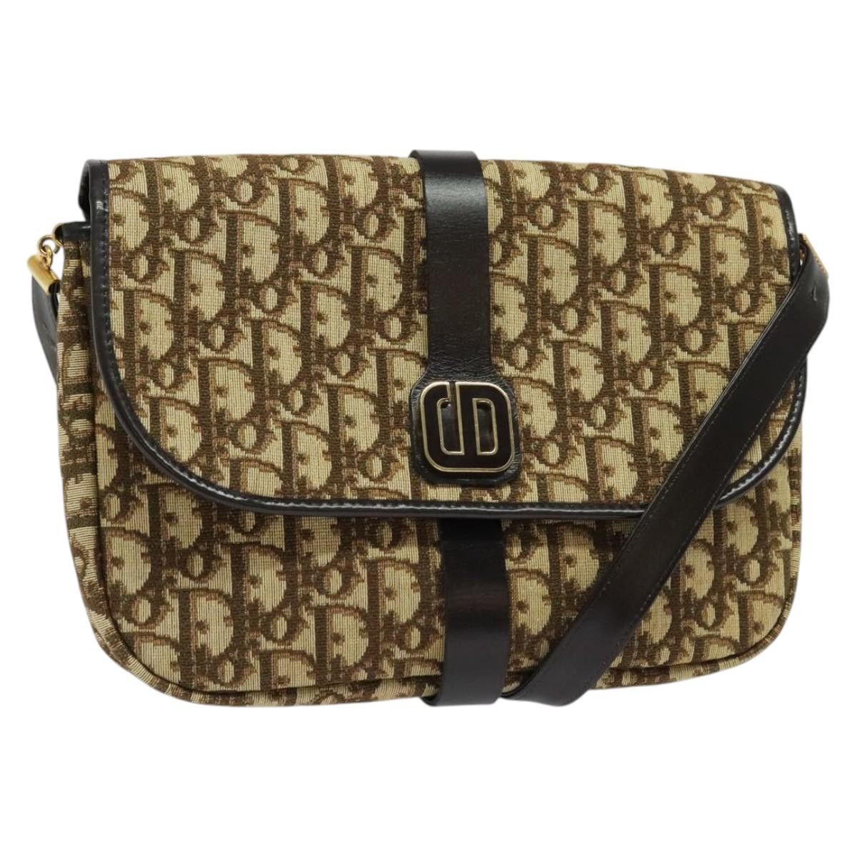 Dior DIOR Trotter Canvas Shoulder Bag Brown Gold Size ONE SIZE - 1 Thumbnail