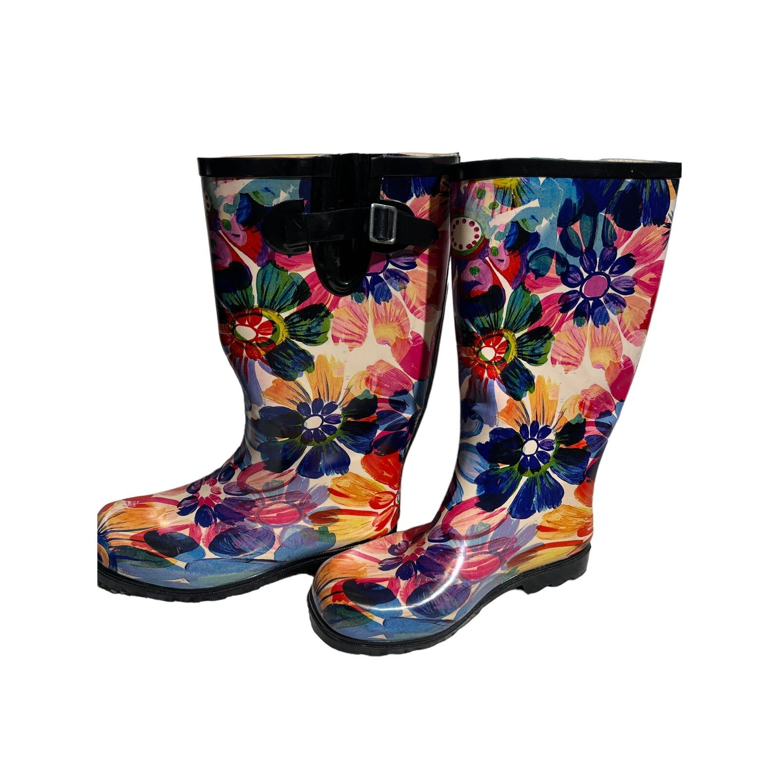 Nomad Nomad T & W Drench Rain Boots Size 8 Rubber Pull On Floral Size US 8 / IT 38 - 1 Thumbnail