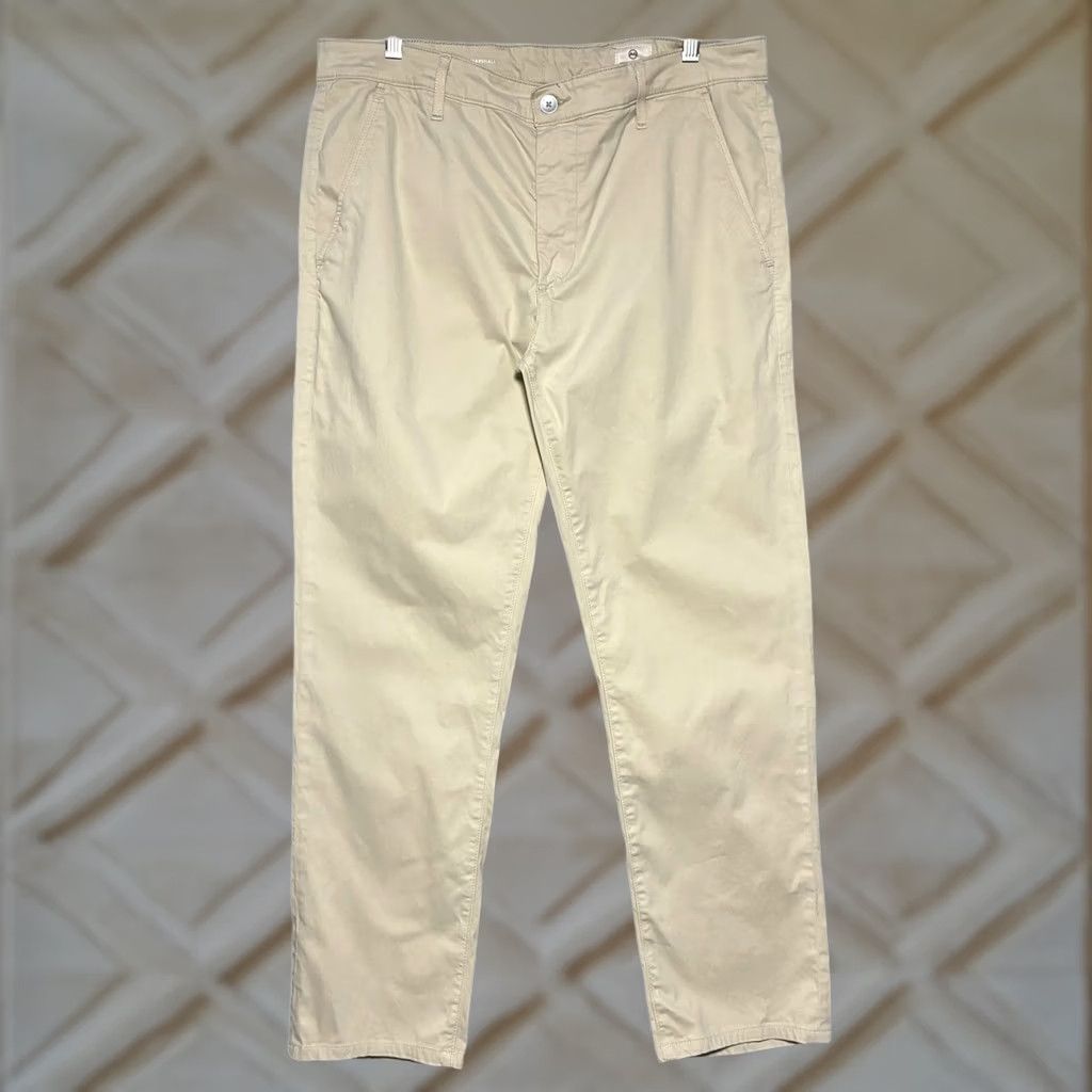 Vintage AG Adriano Goldschmied Marshall Slim Trouser Chino Pants Mens 36x34 Tan Size US 36 / EU 52 - 1 Thumbnail