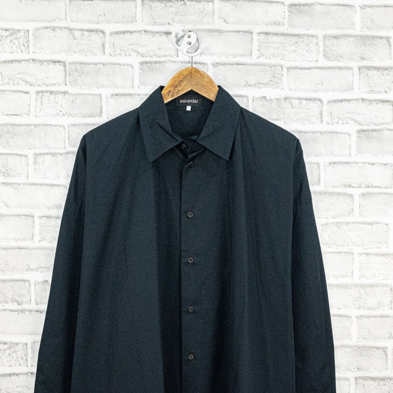 eskandar New Eskandar Wide A-Line Shirt w/ collar & Pleat long Black Size L / US 10 / IT 46 - 7 Thumbnail