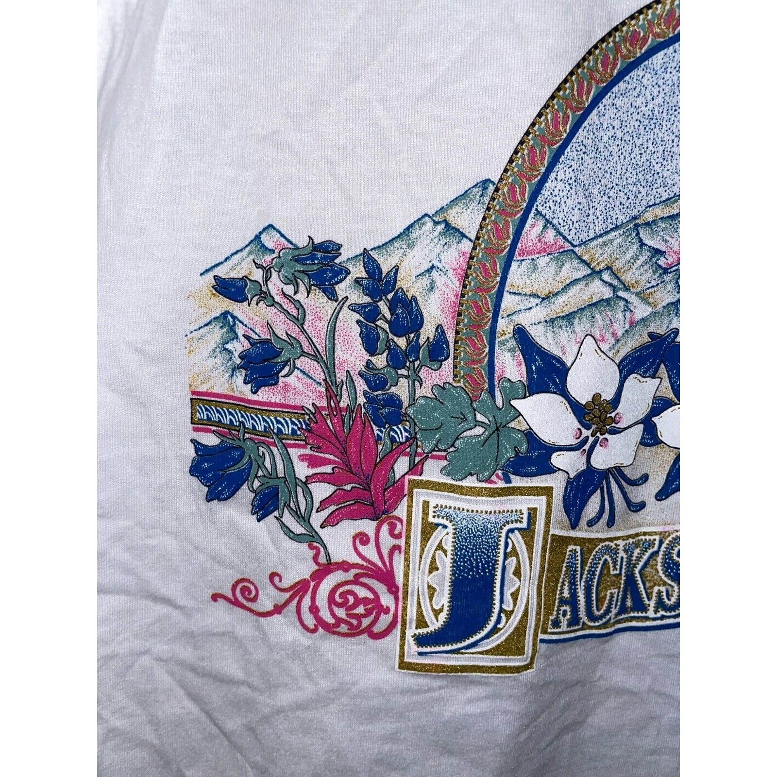 Jerzees Vintage Test Print Jackson Hole Wyoming Misprint White M Tee Size US M / EU 48-50 / 2 - 3 Thumbnail
