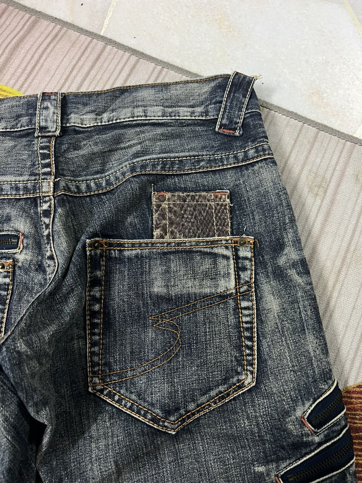 Japanese Brand 💥Flare💥Semantic Design Snake Skin Twist Leg Distress Jean Size US 32 / EU 48 - 17 Thumbnail