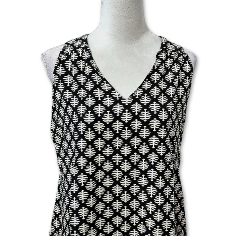 Other Shift Dress Floral Sleeveless Keyhole Neck Black/White W L Size L / US 10 / IT 46 - 2 Thumbnail