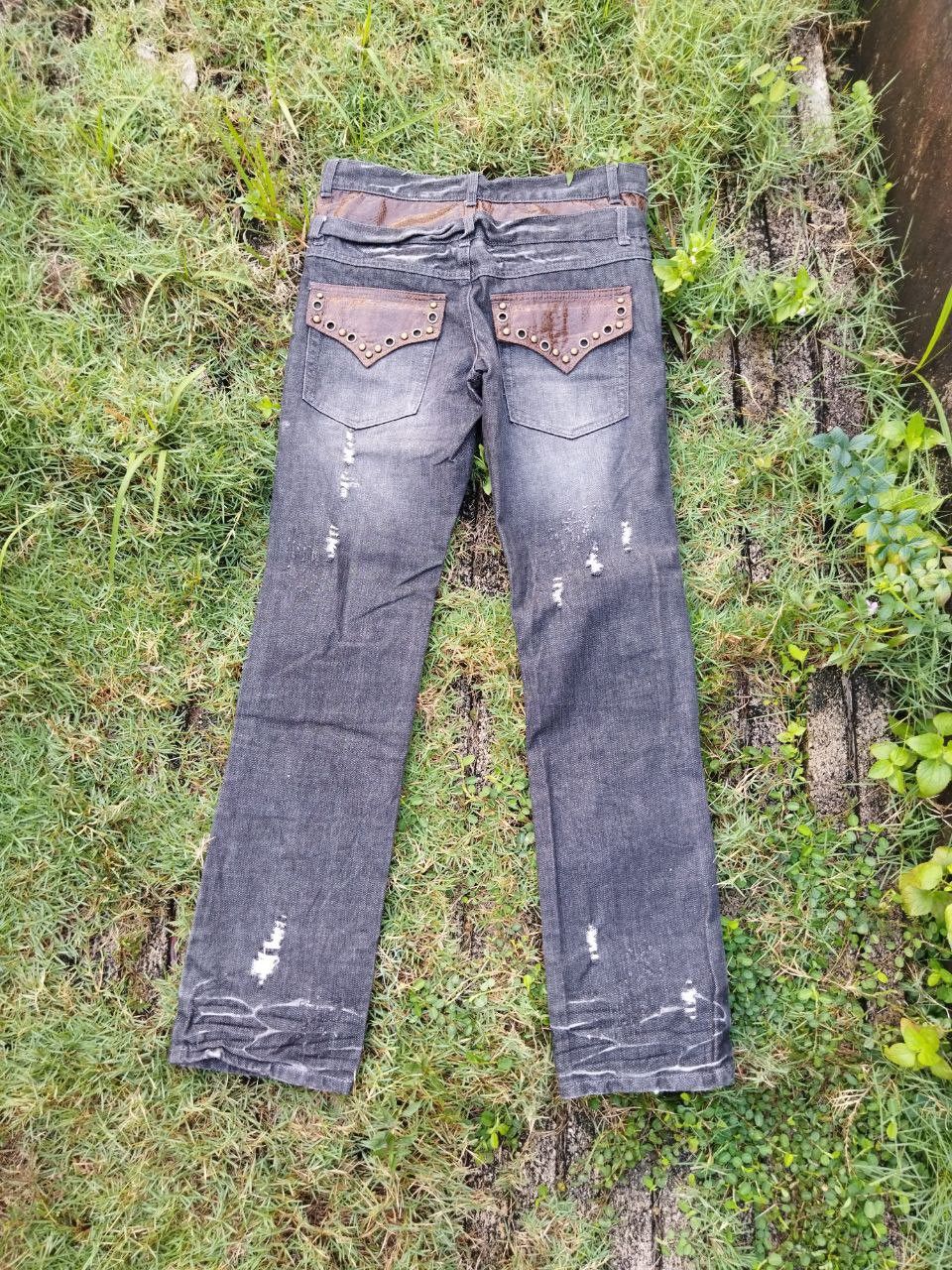 If Six Was Nine Japanese Brand Mix Leather Double Waist Jeans Size US 32 / EU 48 - 2 Thumbnail