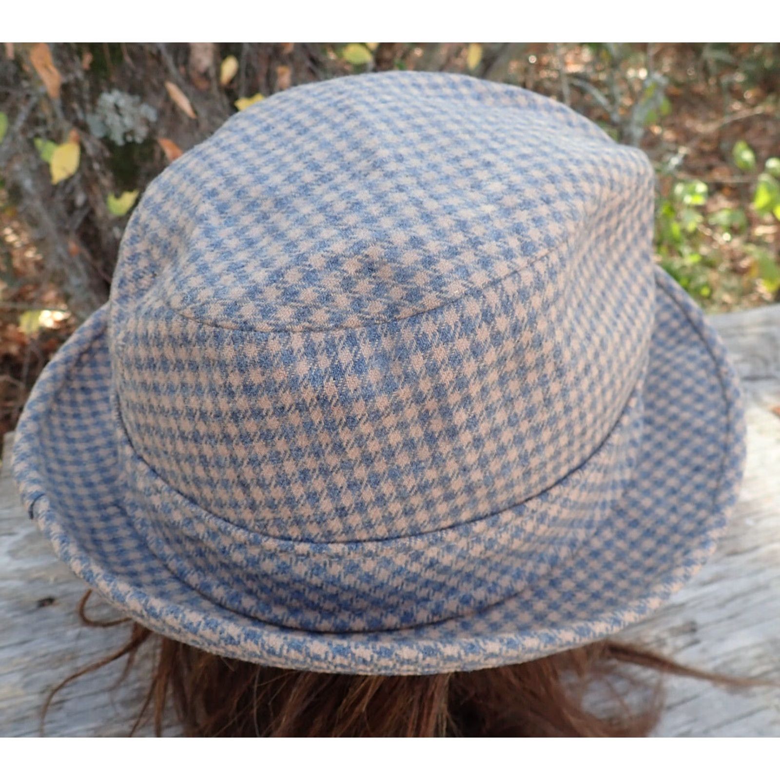 Pendleton VINTAGE Pendleton Fedora Hat Mens PenDELTON Blue Brown Plaid 7 1/4 Wool Trilby Woolen Mills USA Fall Winter 80s 90s Classic Boho Distressed Lined Mens Size ONE SIZE - 6 Thumbnail