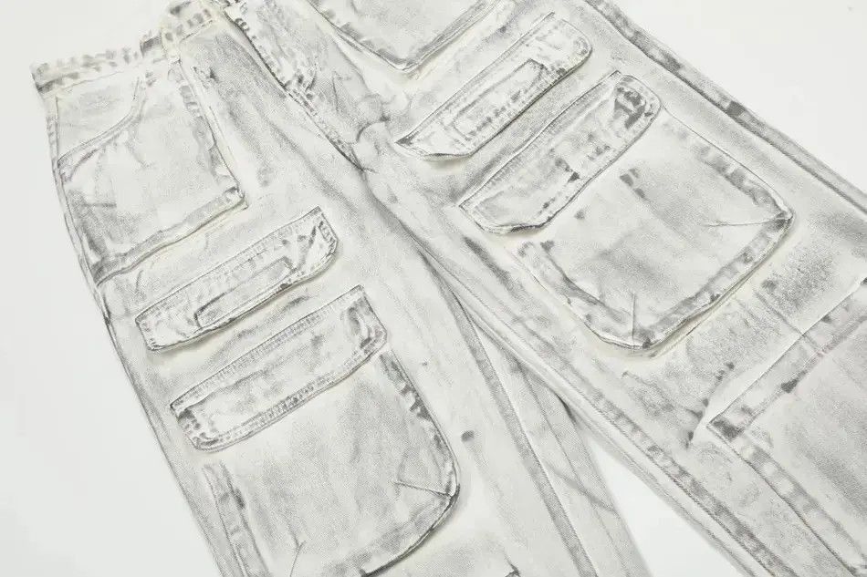 Japanese Brand Design Multi Pockets Washed Dirty Cargo Pants Size US 32 / EU 48 - 5 Thumbnail