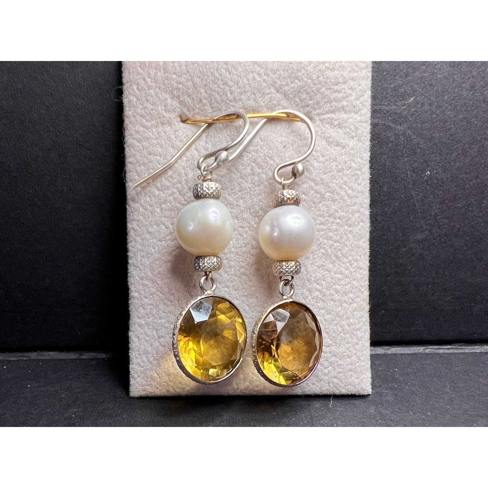 Other Citrine and pearl sterling silver dangle earrings Size ONE SIZE - 1 Thumbnail