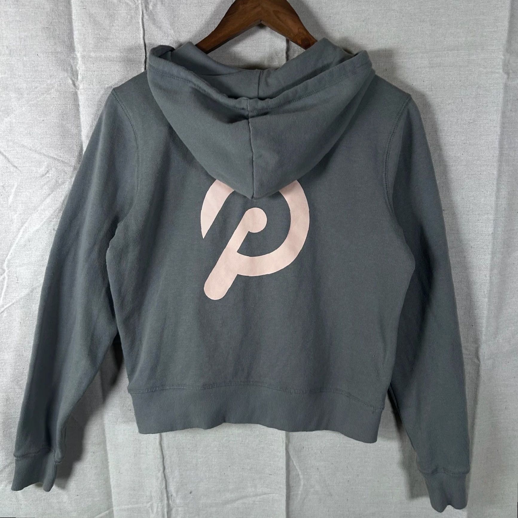 Vintage Peloton Womens Hoodie Gray Full Zip Hooded Pockets Drawstring Stronge Together Logo Back Graphic Size S / US 4 / IT 40 - 3 Thumbnail
