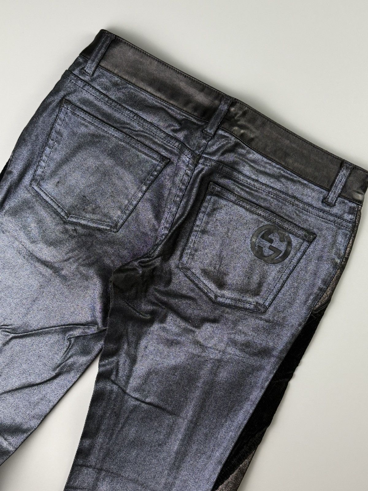 Gucci Gucci 2009 Metallic Blue Corduroy Panel Pants Size 30" / US 8 / IT 44 - 9 Thumbnail