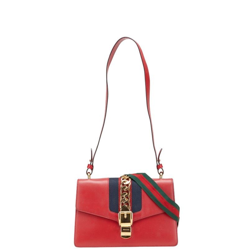 Gucci Gucci Sylvie Leather Shoulder Bag Leather Shoulder Bag 421882 in Red, Women's