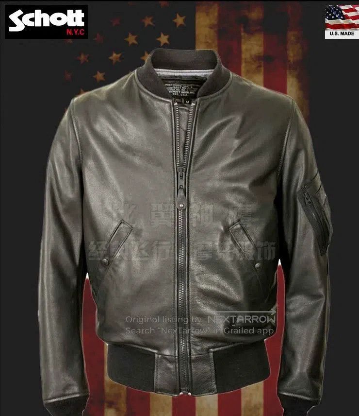 Schott Schott Pebble textured single-layer calfskin slim jacket Size US M / EU 48-50 / 2 - 1 Thumbnail