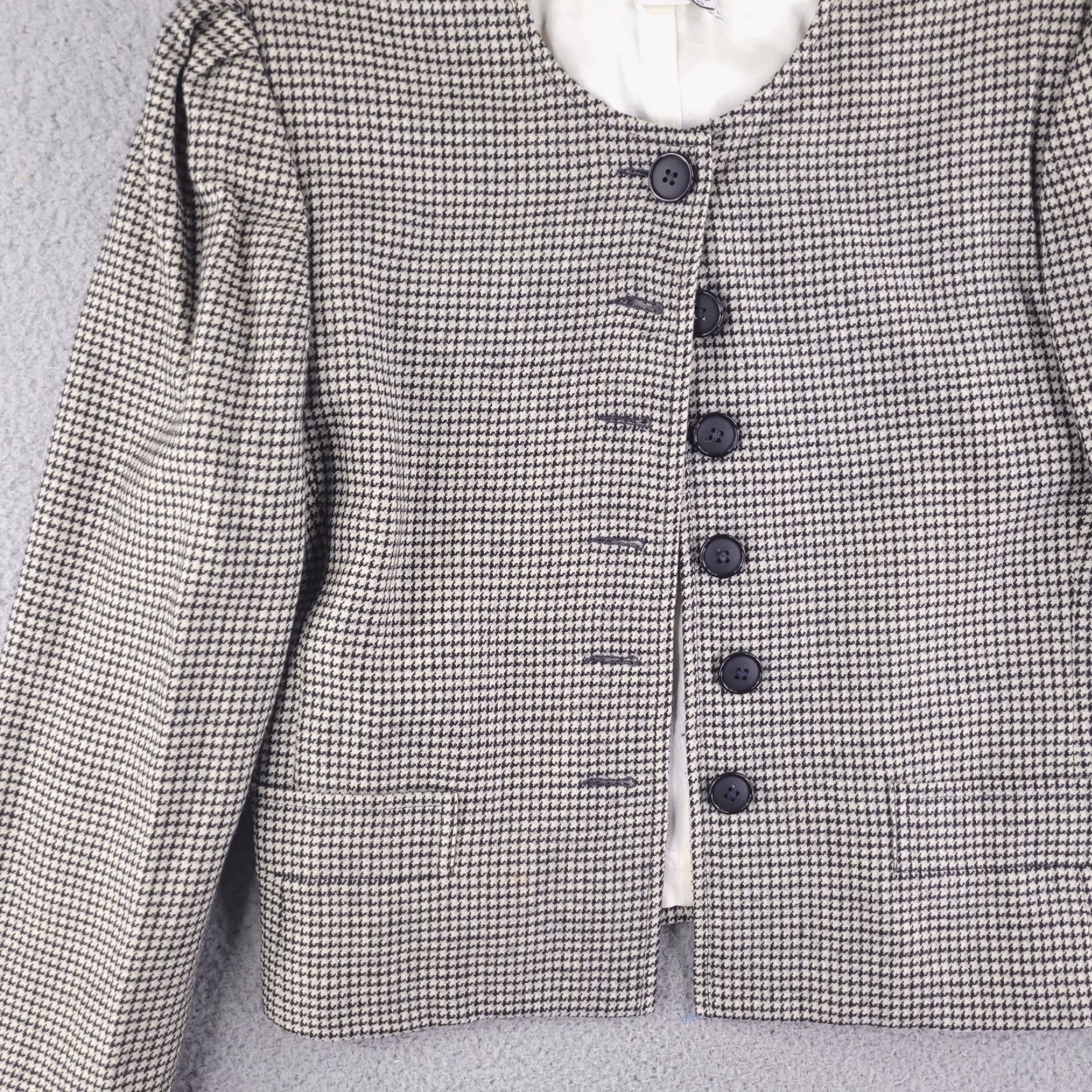 Vintage VINTAGE Jacket Womens 10 Houndstooth Cashmere Wool Blend Black White Pea Coat Womens Size L / US 10 / IT 46 - 2 Thumbnail