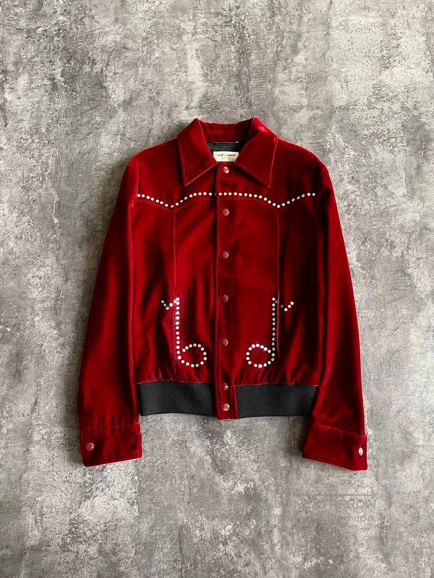Saint Laurent Paris Saint Laurent Red Velvet Music Note Jacket. Size US XS / EU 42 / 0 - 2 Thumbnail