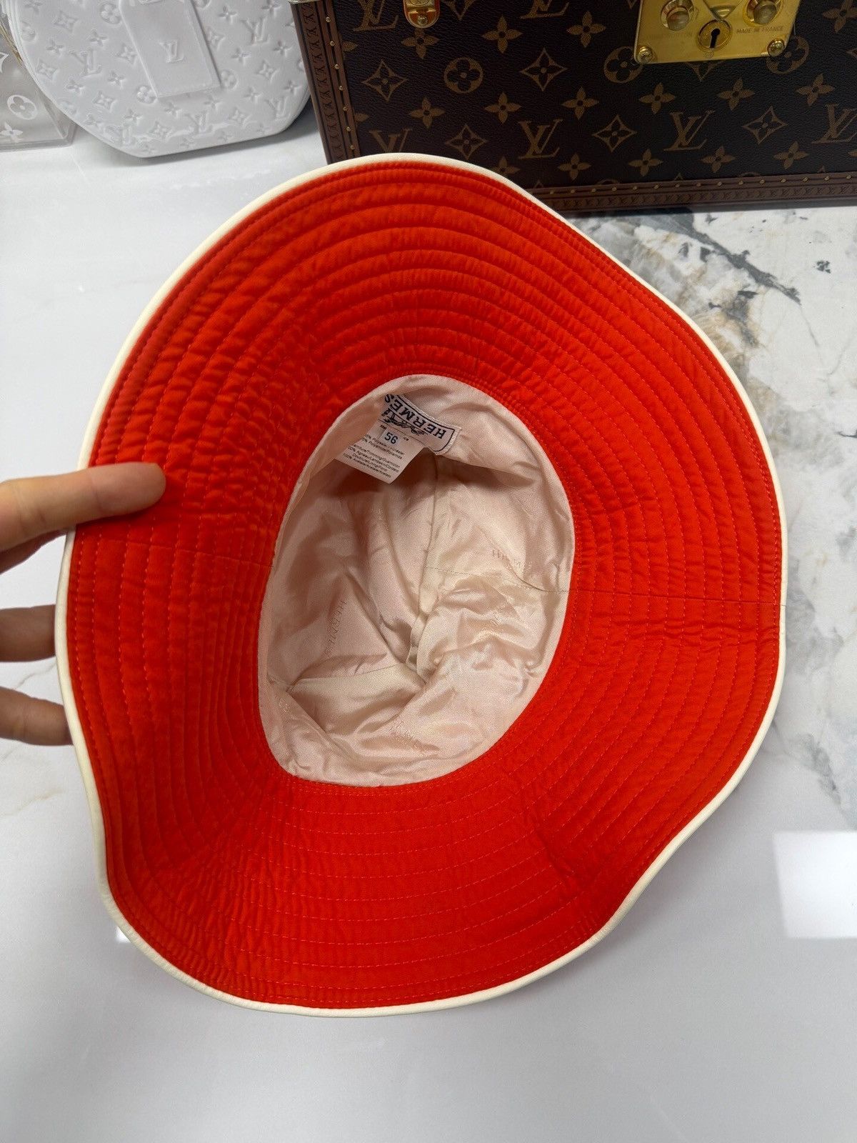 Hermes Hermes cotton Panama hat in red/orange Size ONE SIZE - 4 Thumbnail