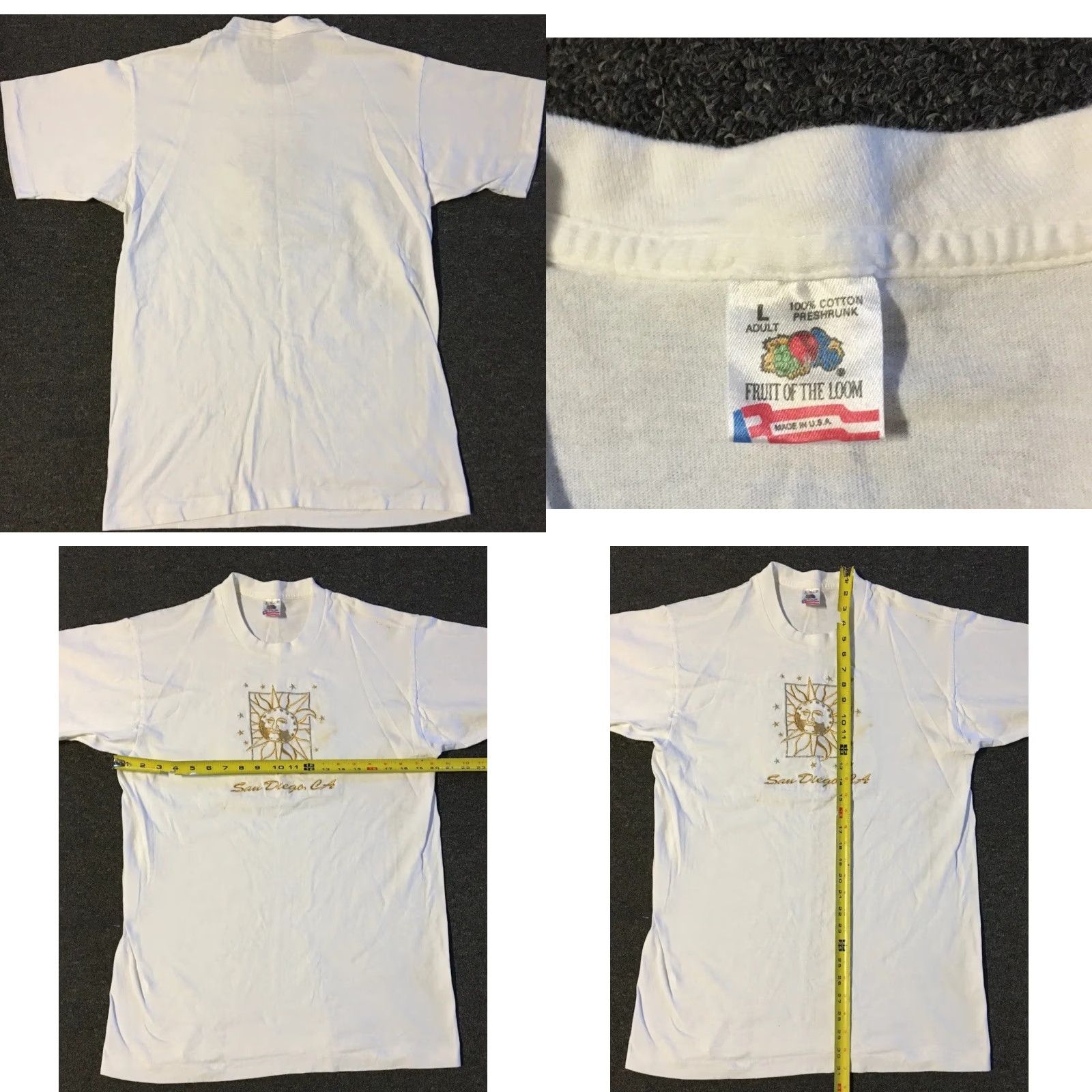 Vintage VINTAGE Sun Moon Solar Eclipse Faded Distressed Shirt L White 90s Grunge 80s USA Men T-Shirt Short Sleeve Single Stitch Size US L / EU 52-54 / 3 - 8 Thumbnail