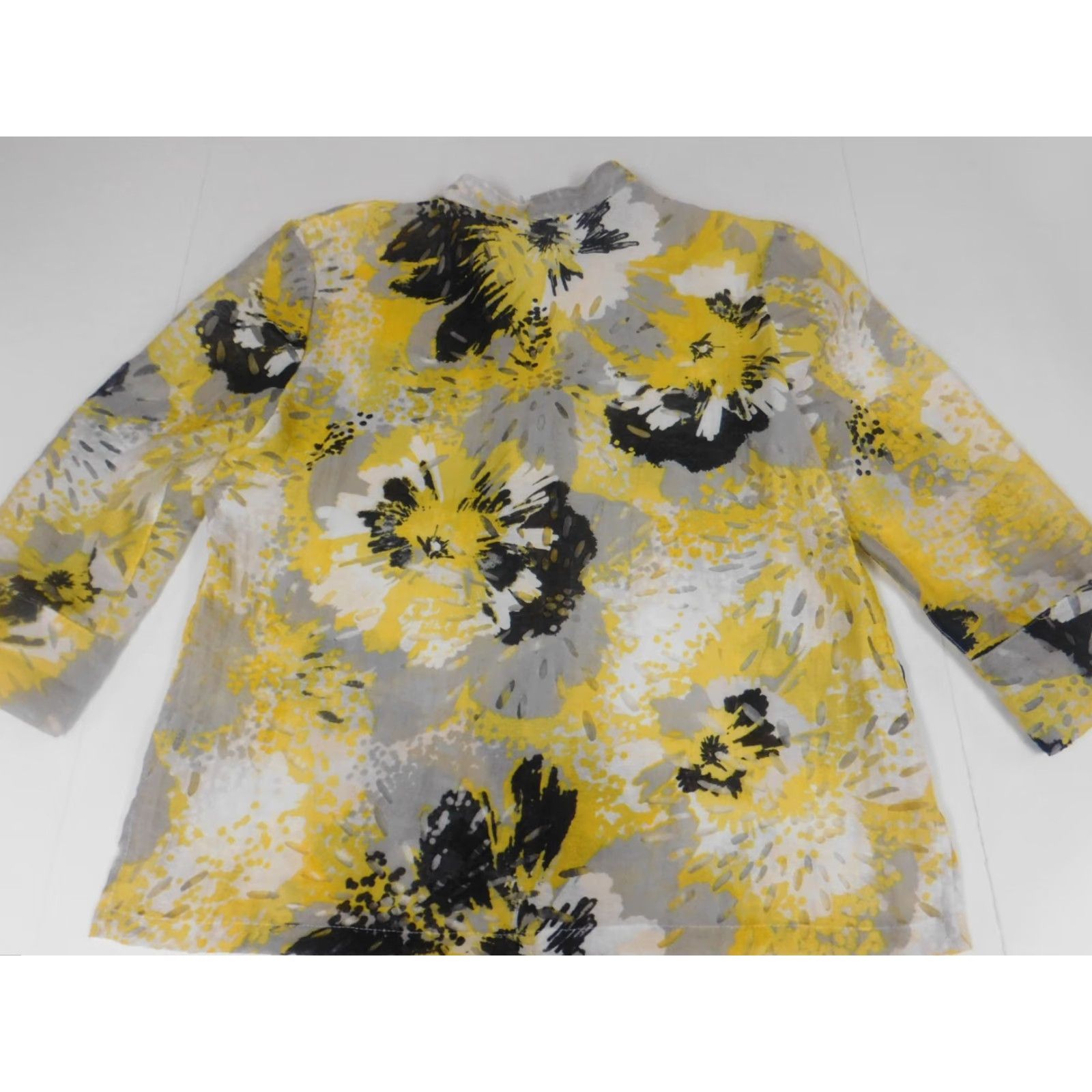 Vintage Ruby Rd Blouse Womens 10 Yellow Button Down Casual Crew Neck Long Sleeve Cotton Polyester Rayon Breathable Regular Classic Vintage: No (Women) Size L / US 10 / IT 46 - 5 Thumbnail