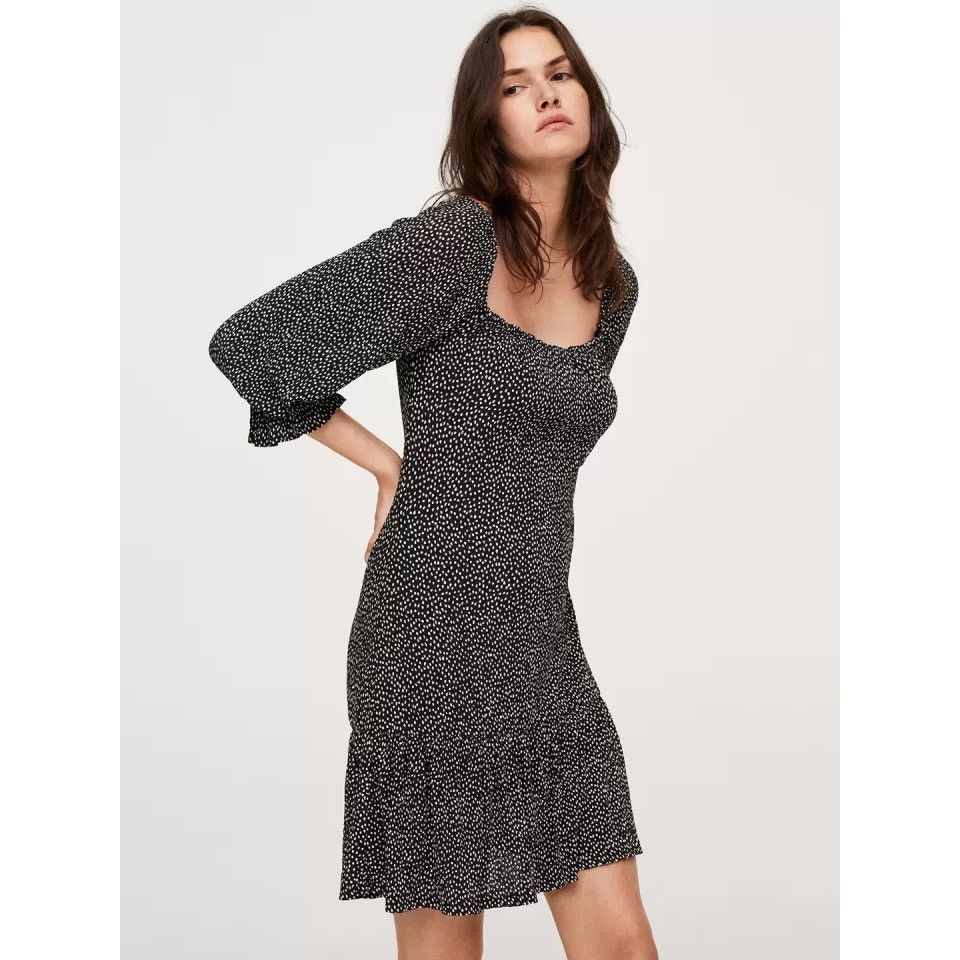 Mango Mango Women Black & White Printed A-Line Mini Dress Size 2 Size XS / US 0-2 / IT 36-38 - 1 Thumbnail