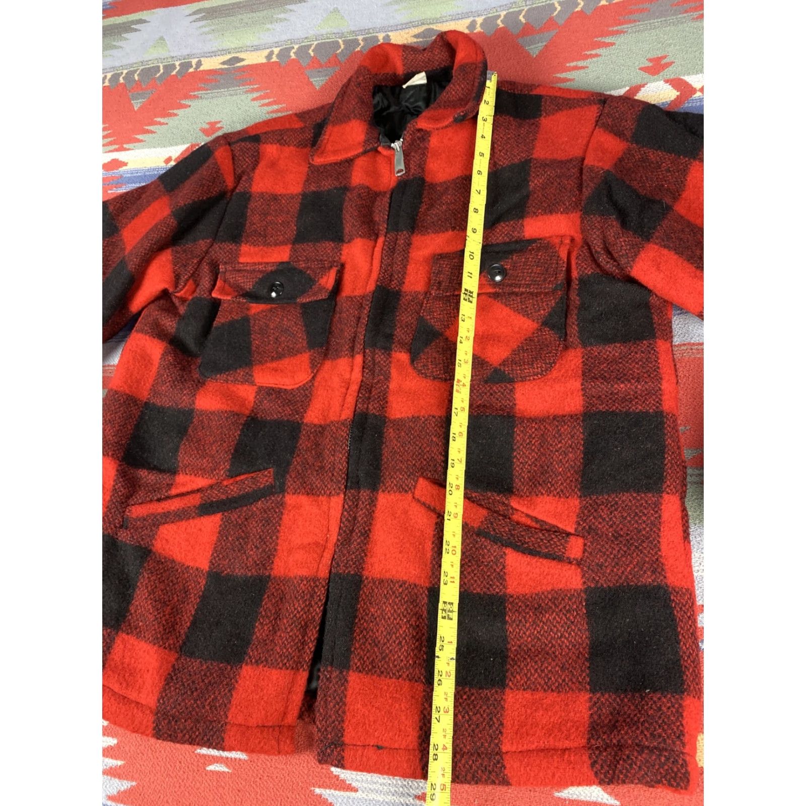 Vintage VINTAGE Mackinaw Wool Hunting Field Jacket M Black Plaid Talon Zipper Unbranded Men Jacket Size US M / EU 48-50 / 2 - 6 Thumbnail