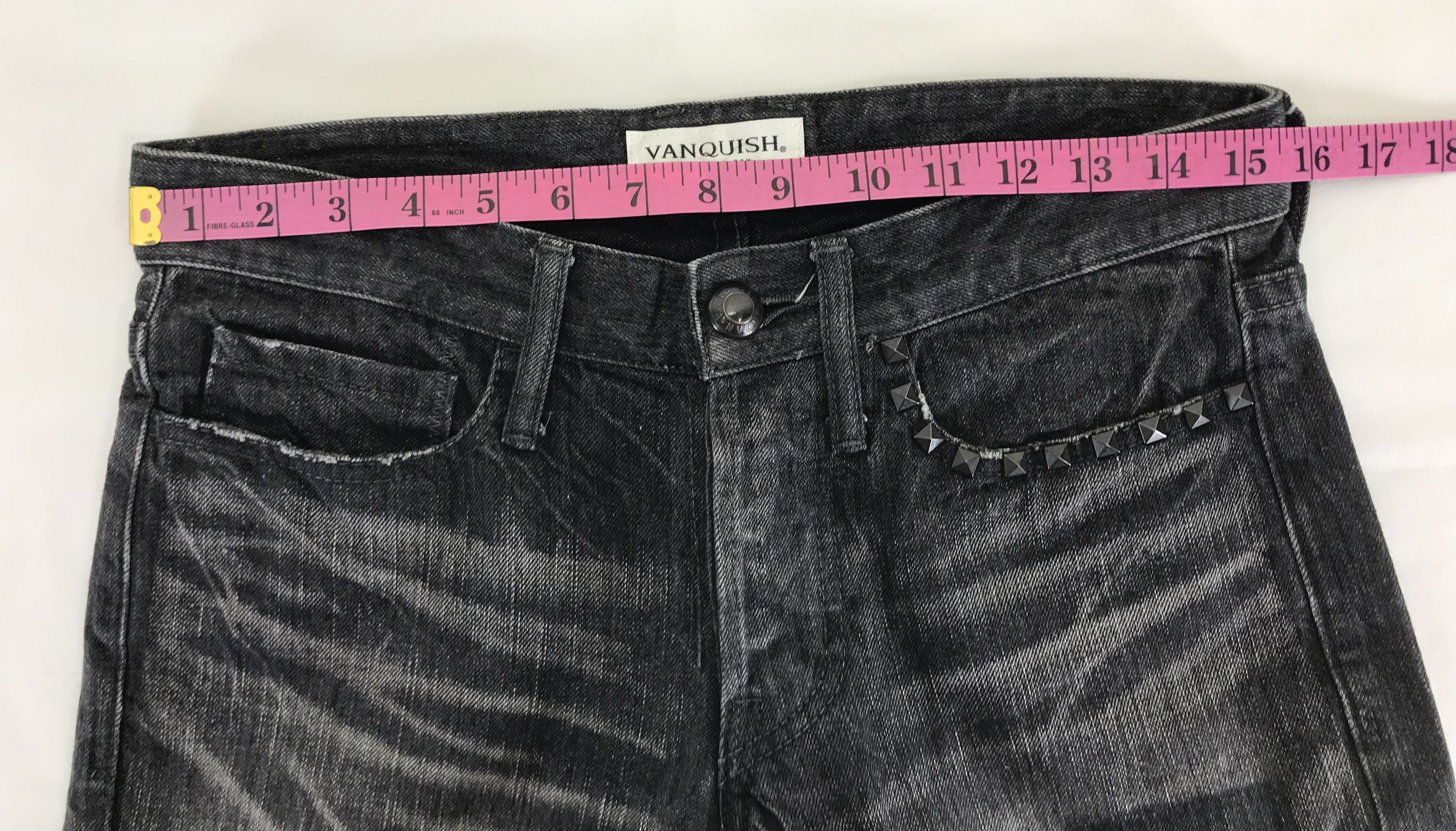 Vanquish Vanquish Studded Faded Black Flare Jeans Size US 30 / EU 46 - 15 Thumbnail
