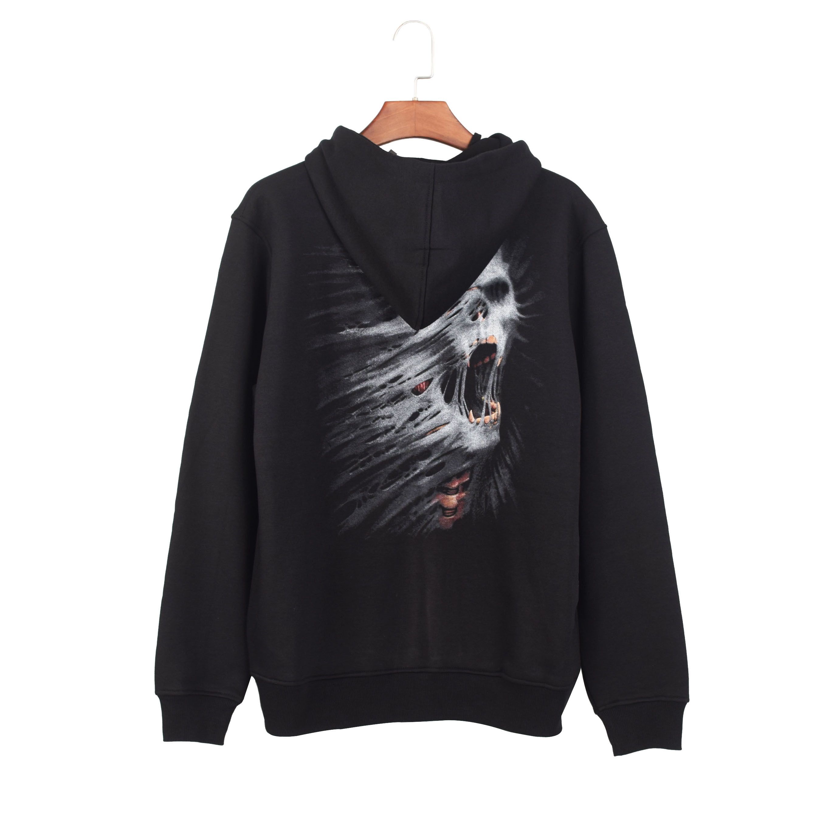 Other Skull Printed Fleece Zipper Hoodie Black Unisex Coat Size US L / EU 52-54 / 3 - 3 Thumbnail