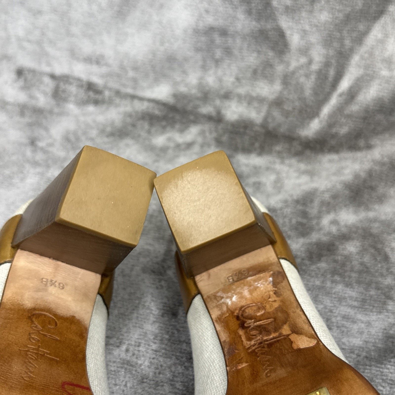 Cole Haan Cole Haan Canvas Ivory Tan Leather Block Heel Pumps 6.5B Size US 6.5 / IT 36.5 - 7 Thumbnail
