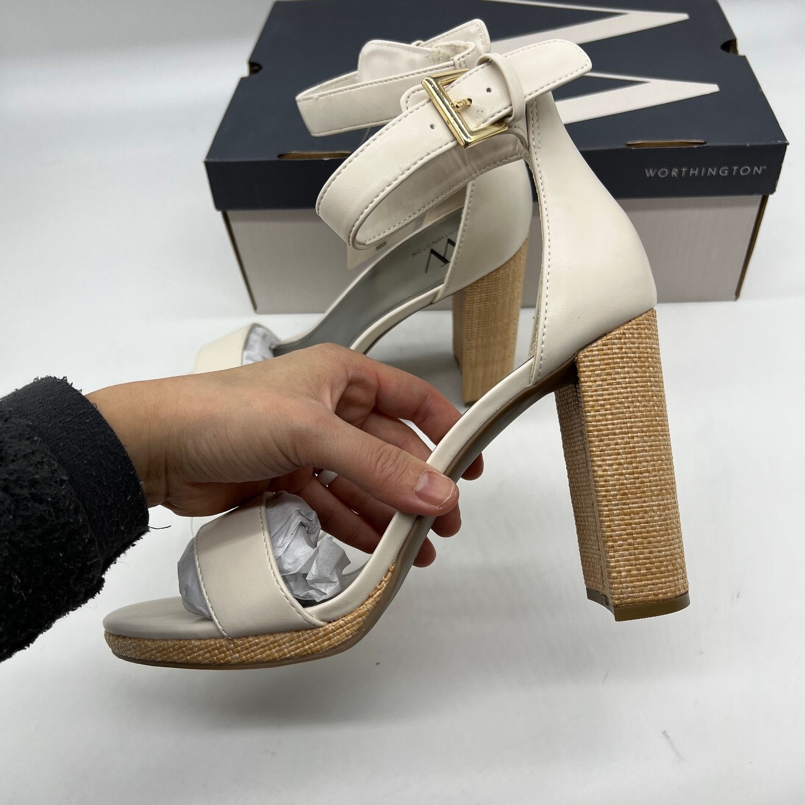 Other Worthington Womens Lynch Heeled Sandals Ivory Size US 10 / IT 40 - 7 Thumbnail