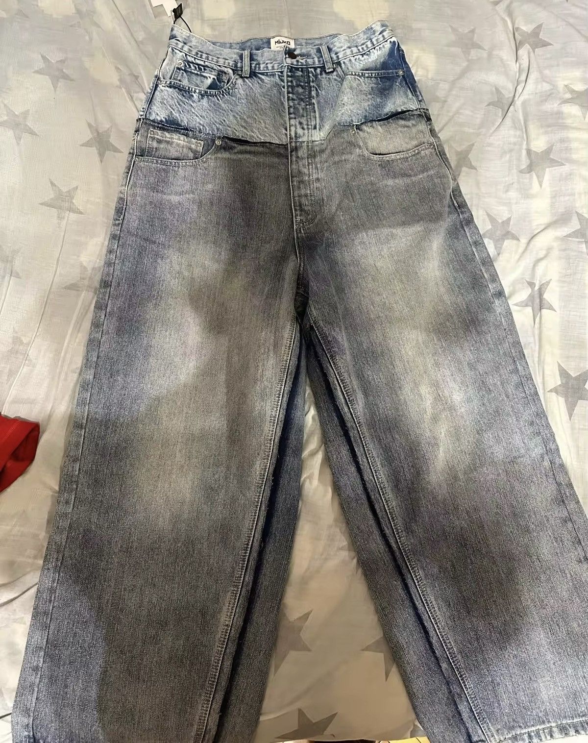Jean × Vintage Double-layer Waist Patchwork Baggy Jeans Size US 33 - 9 Thumbnail