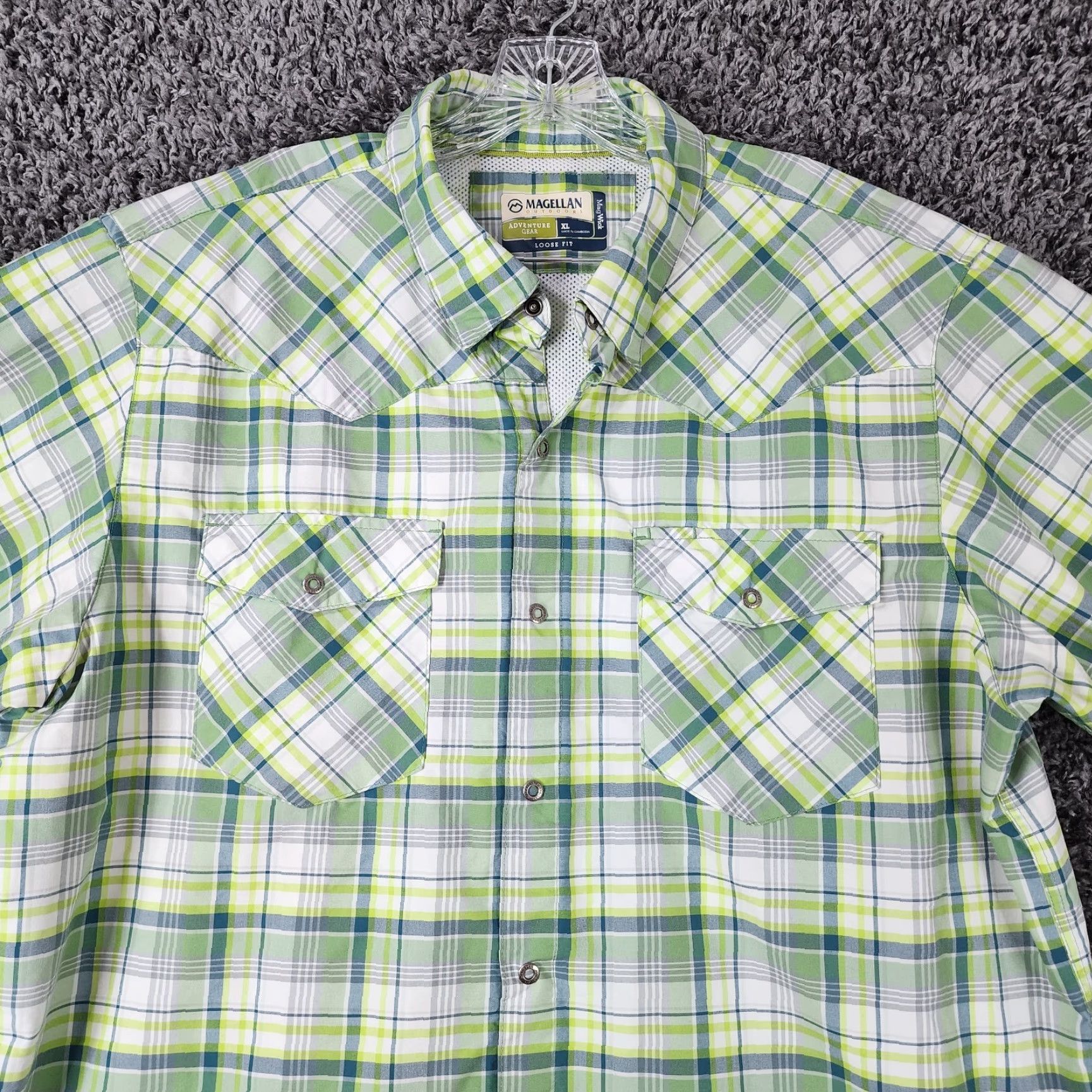 Vintage Magellan Outdoors Shirt Men XL Green Plaid Short Sleeve Button-Up Outdoor Comfort Fit Size US 36 / EU 52 - 4 Thumbnail