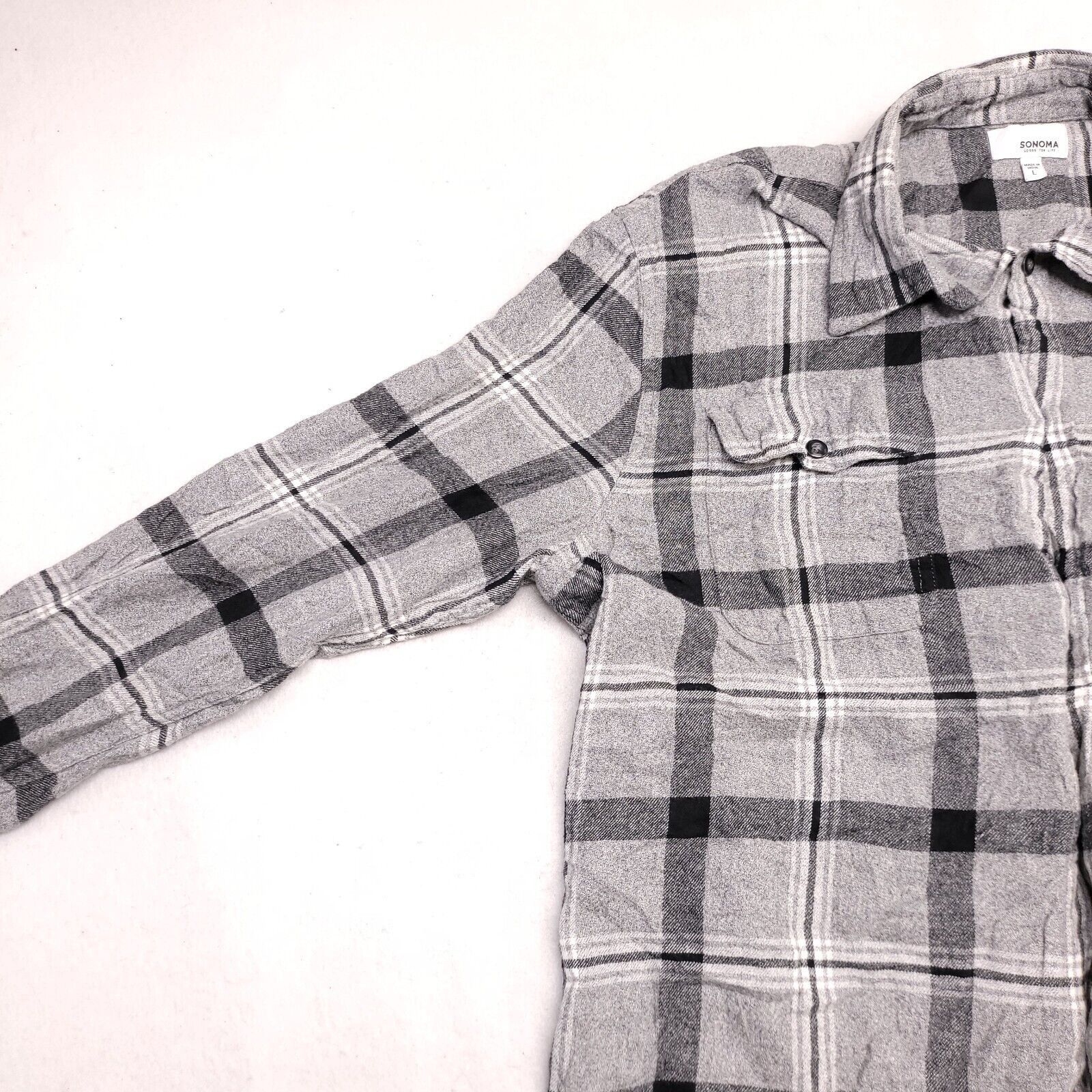 Sonoma Sonoma Windowpane Flannel Shirt Mens Size Large L Gray Size US L / EU 52-54 / 3 - 3 Thumbnail