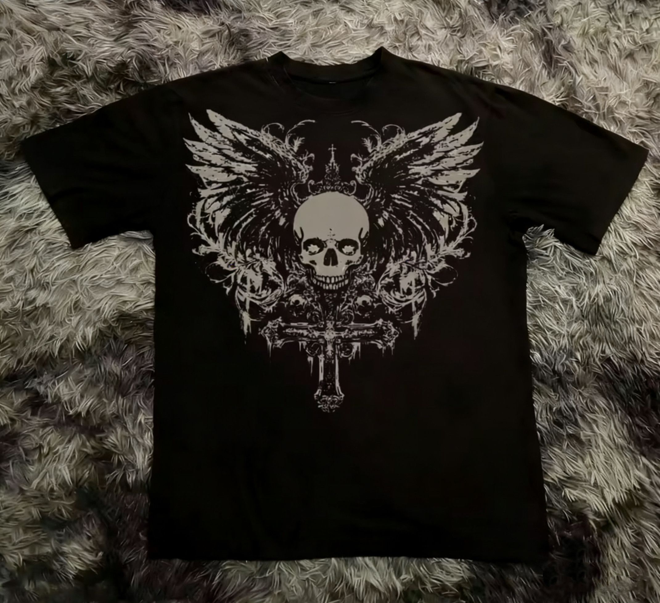 Other Street Retro Gothic Punk Skull Big Wings Black T-Shirt Size US XXL / EU 58 / 5 - 1 Thumbnail