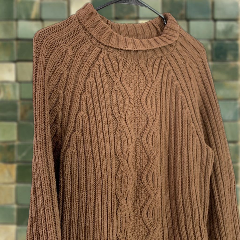Liz Claiborne VINTAGE Liz Claiborne Lizwear Brown Chunky Knit Ribbed Turtleneck Sweater S Casual 1990s Mens Women Girls? Size S / US 4 / IT 40 - 1 Thumbnail