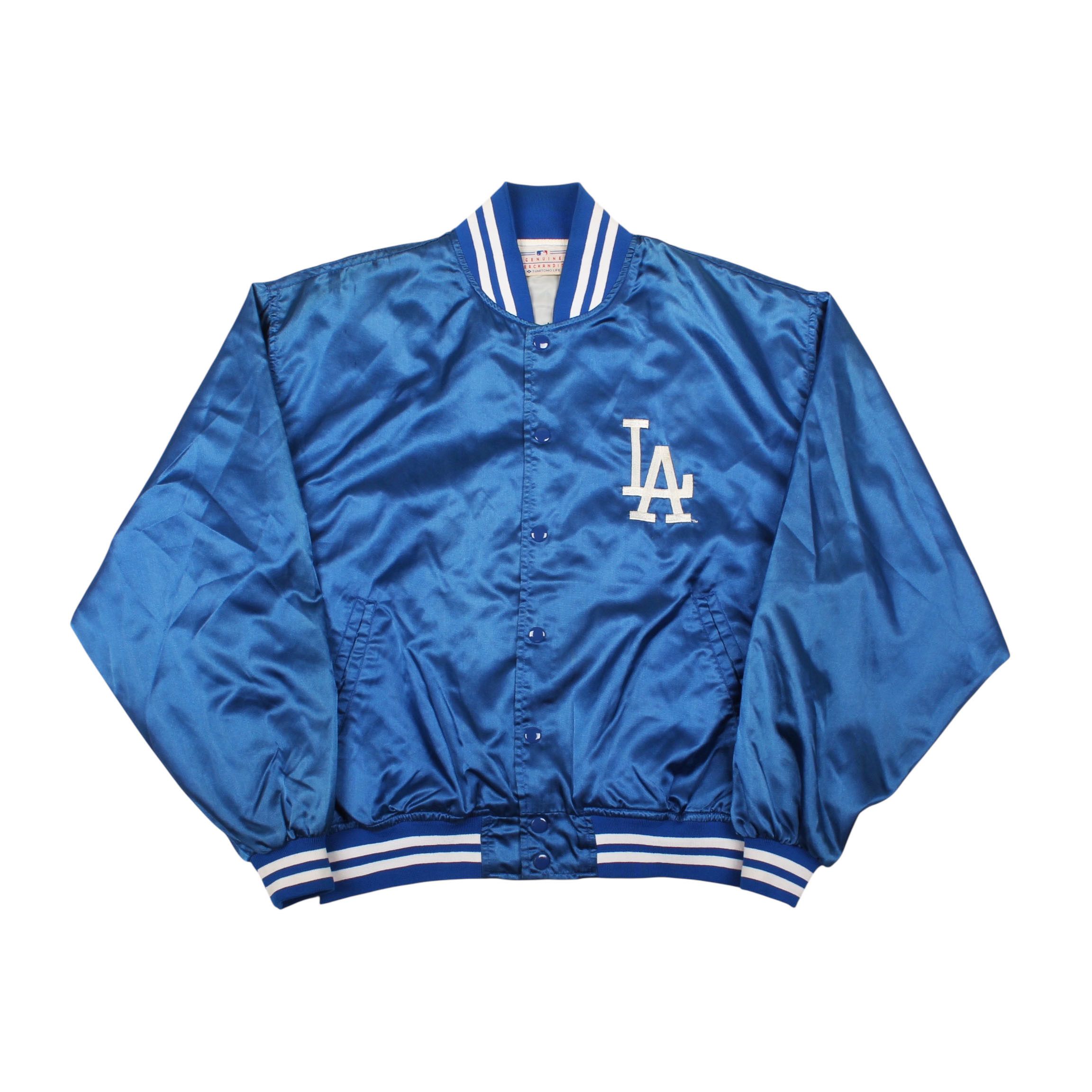 Dodgers サテンジャケット Danny Goodman VintageLos Angeles Dodgers XL Blue Satin Full Zip Jacket