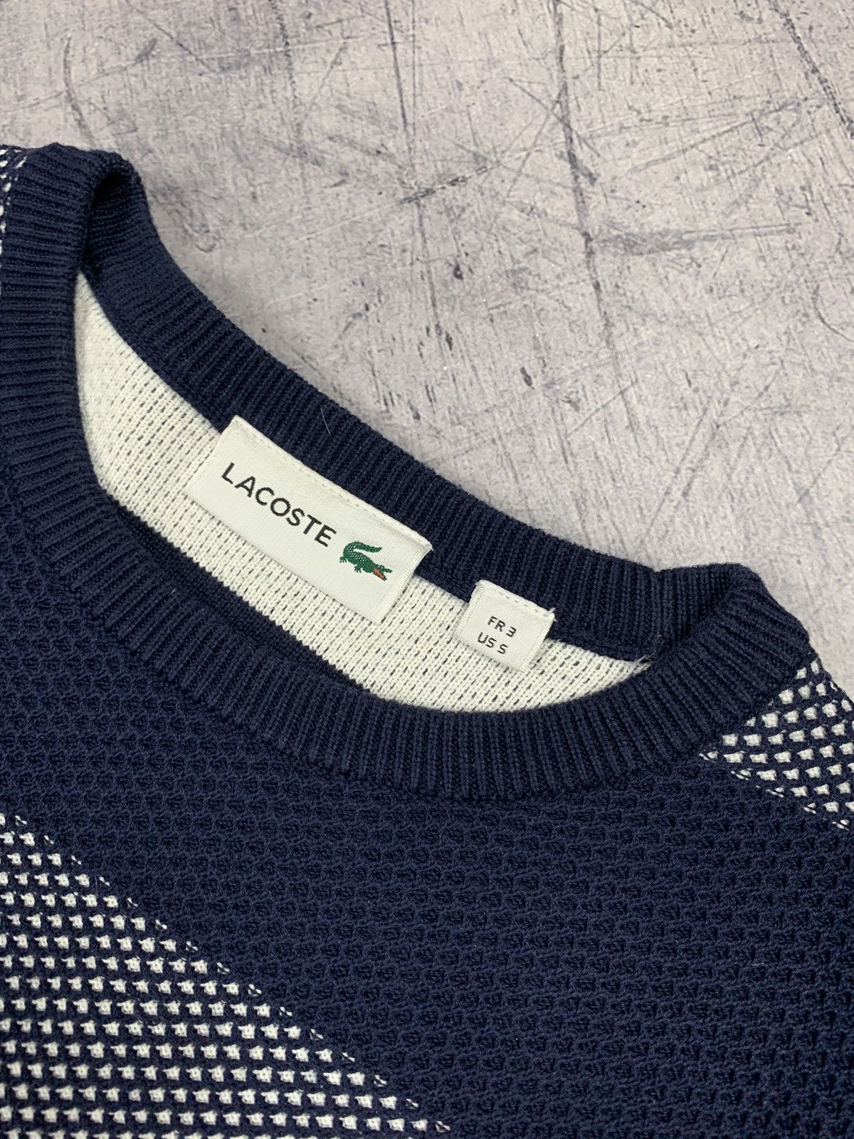 Designer × Lacoste Lacoste Luxury Mesh Sweater Striped designer casual luxury Size US S / EU 44-46 / 1 - 5 Thumbnail