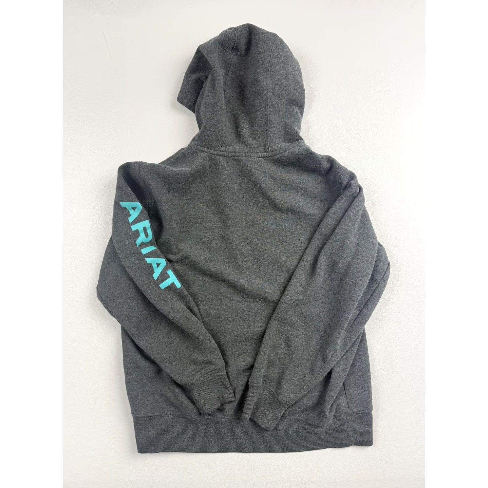 Ariat Ariat Hoodie Mens Gray Pullover Fleece Graphic Print Logo Sleeve Teal Read Sweatshirt Size US S / EU 44-46 / 1 - 2 Thumbnail