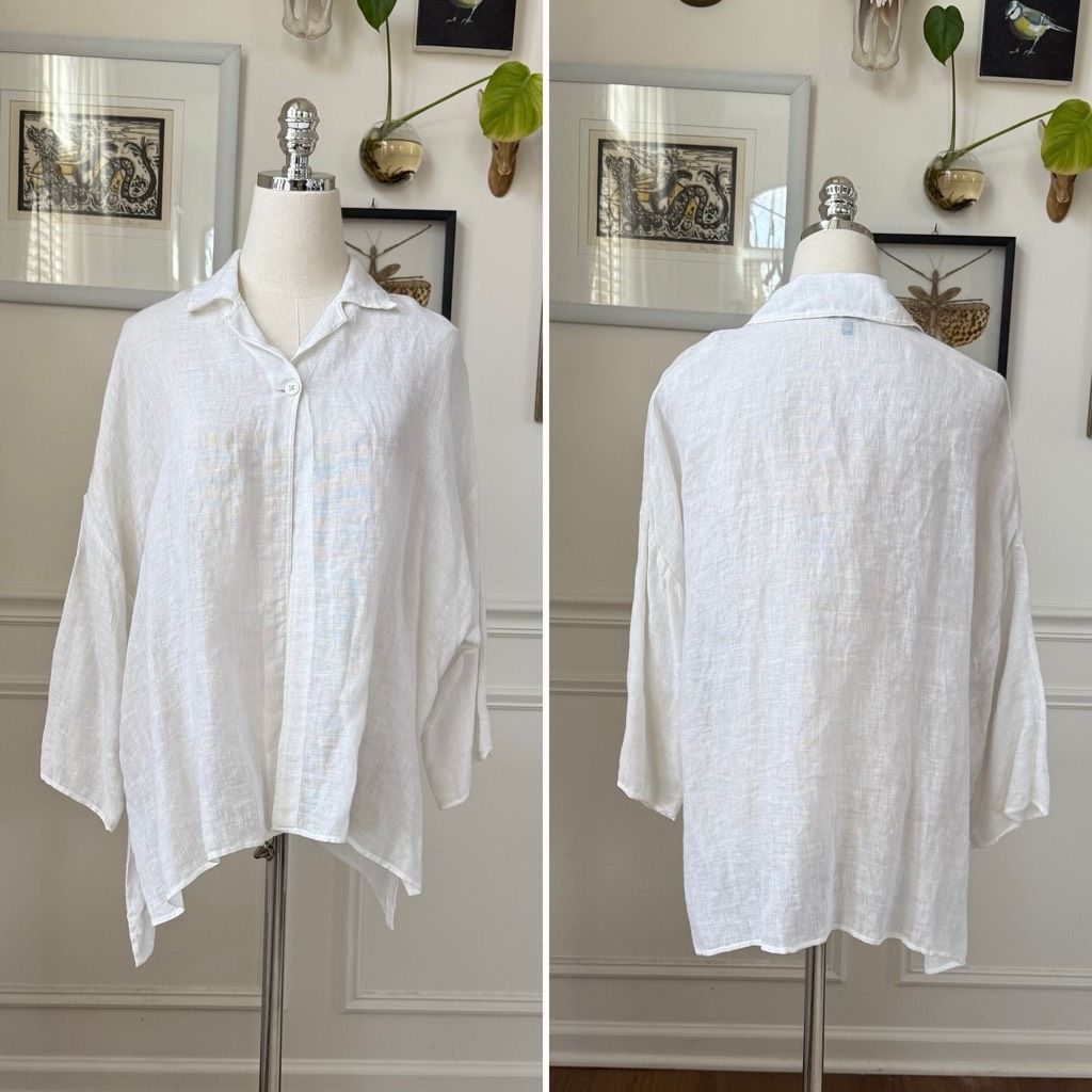 Other Talbots White 100% Linen Top Single Button 6 Petite Size M / US 6-8 / IT 42-44 - 1 Thumbnail