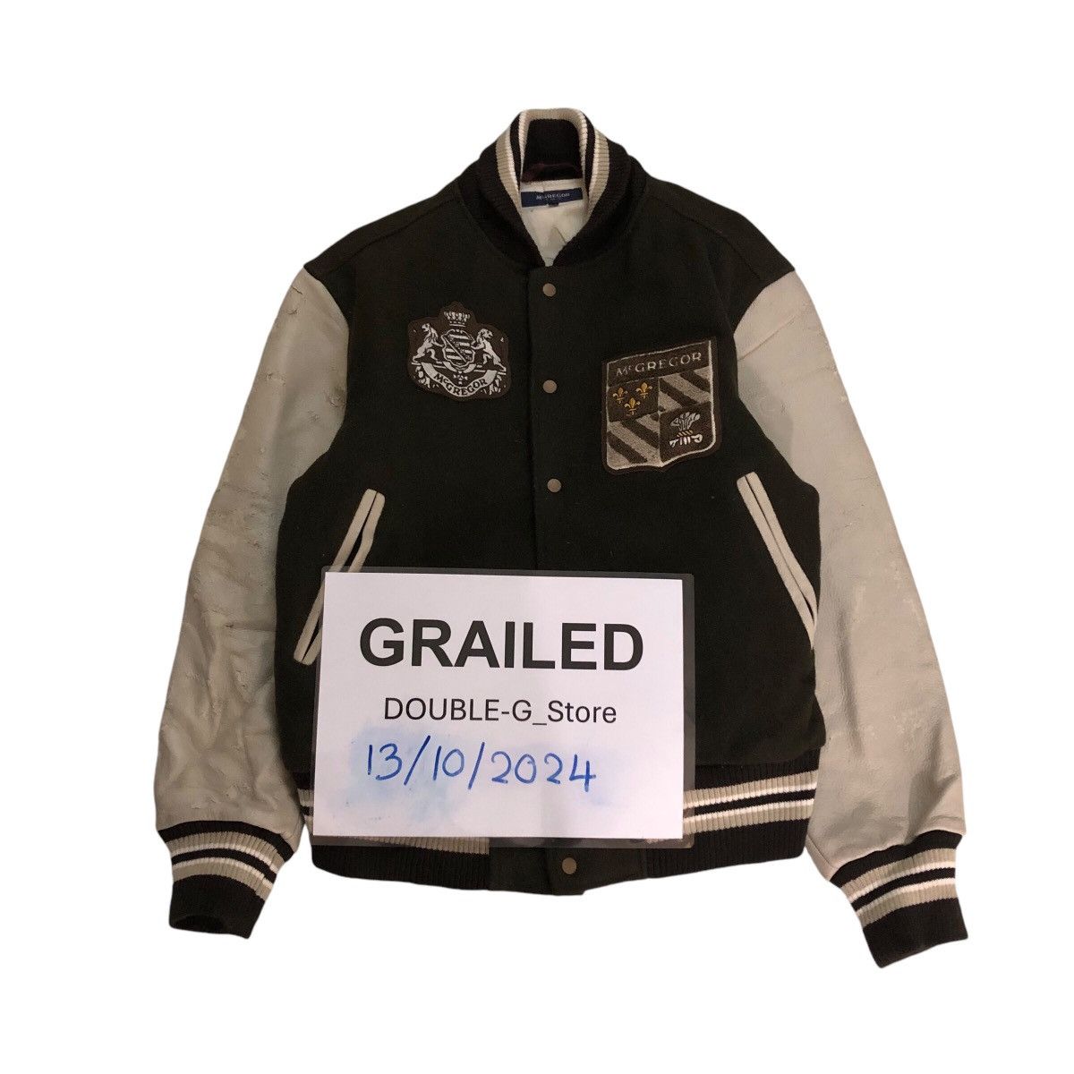 Japanese Brand 📌Vintage Bomber Varsity Jacket Leather Mc Gregor Big Logo Size US M / EU 48-50 / 2 - 1 Thumbnail