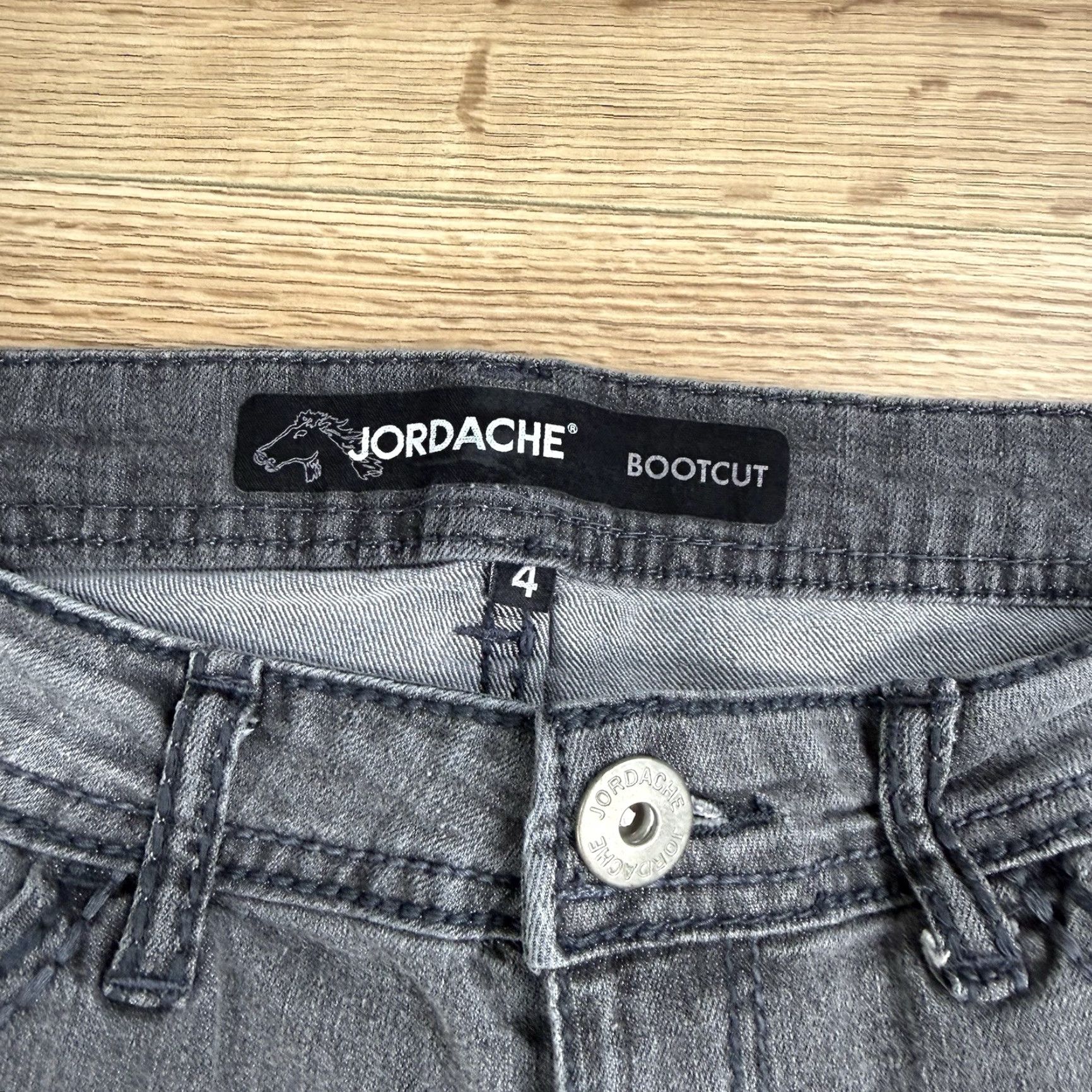 Jordache Jordache Jeans Womens 4 Grey Distressed Bootcut Denim Low Rise 31in Inseam Women Boys Girls Size 27" / US 4 / IT 40 - 2 Thumbnail